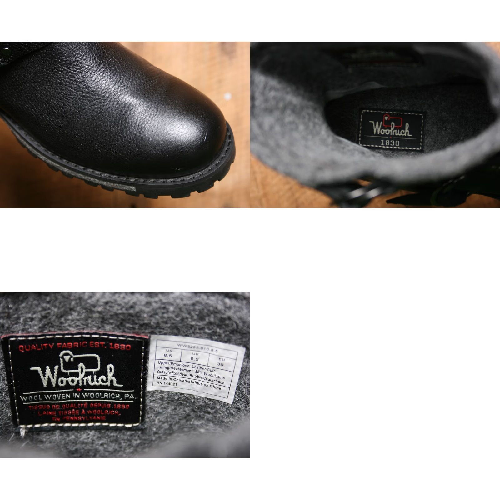 Vintage VINTAGE WOOLRICH Baltimore Black Leather & Gray Wool Moto Boots Women's Sz. 8.5 M Size US 9 / IT 39 - 8 Thumbnail
