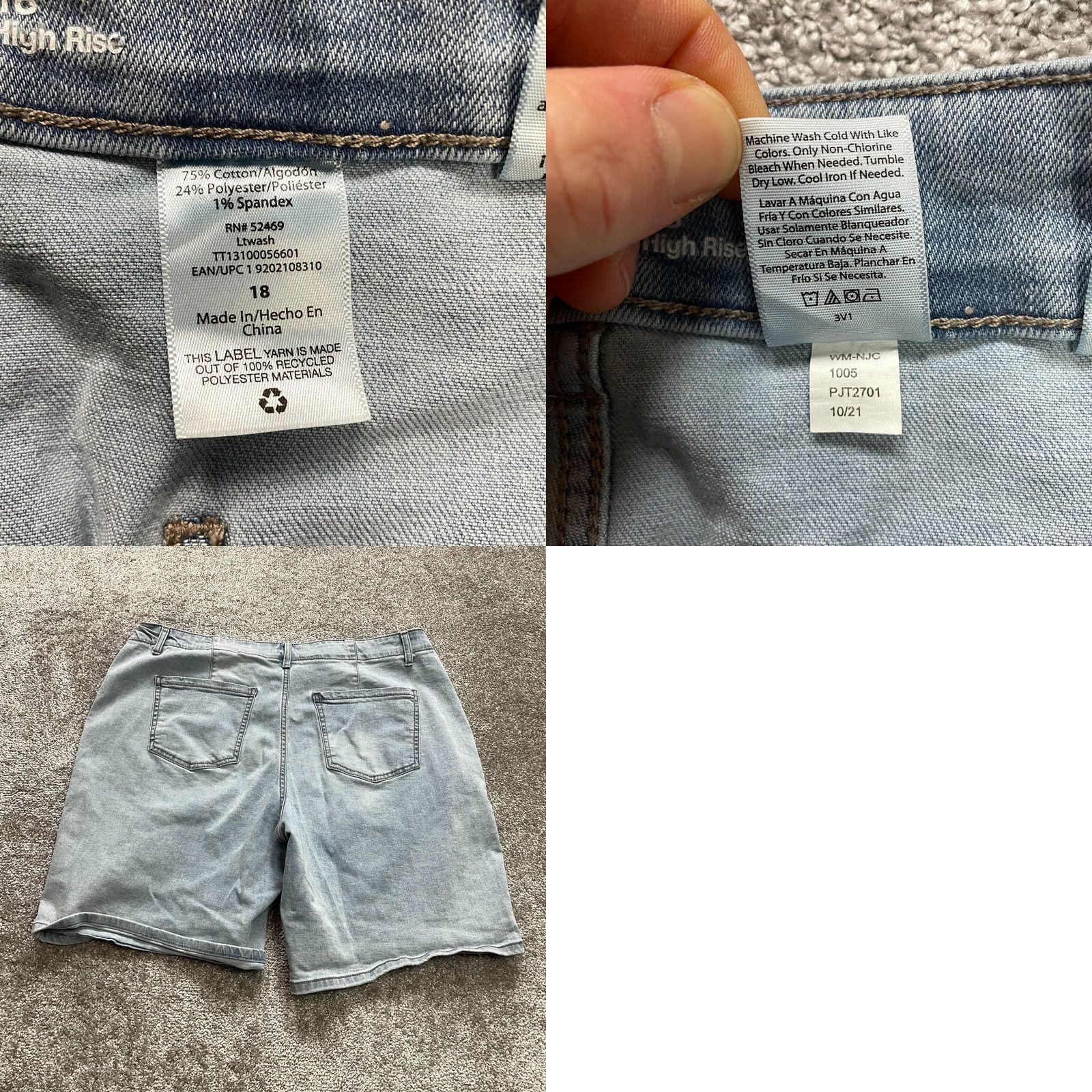 Vintage Time and Tru Jean Shorts Womens 18 Blue Denim High Rise Stretch Slash Button Size 40" / US 18 - 8 Thumbnail