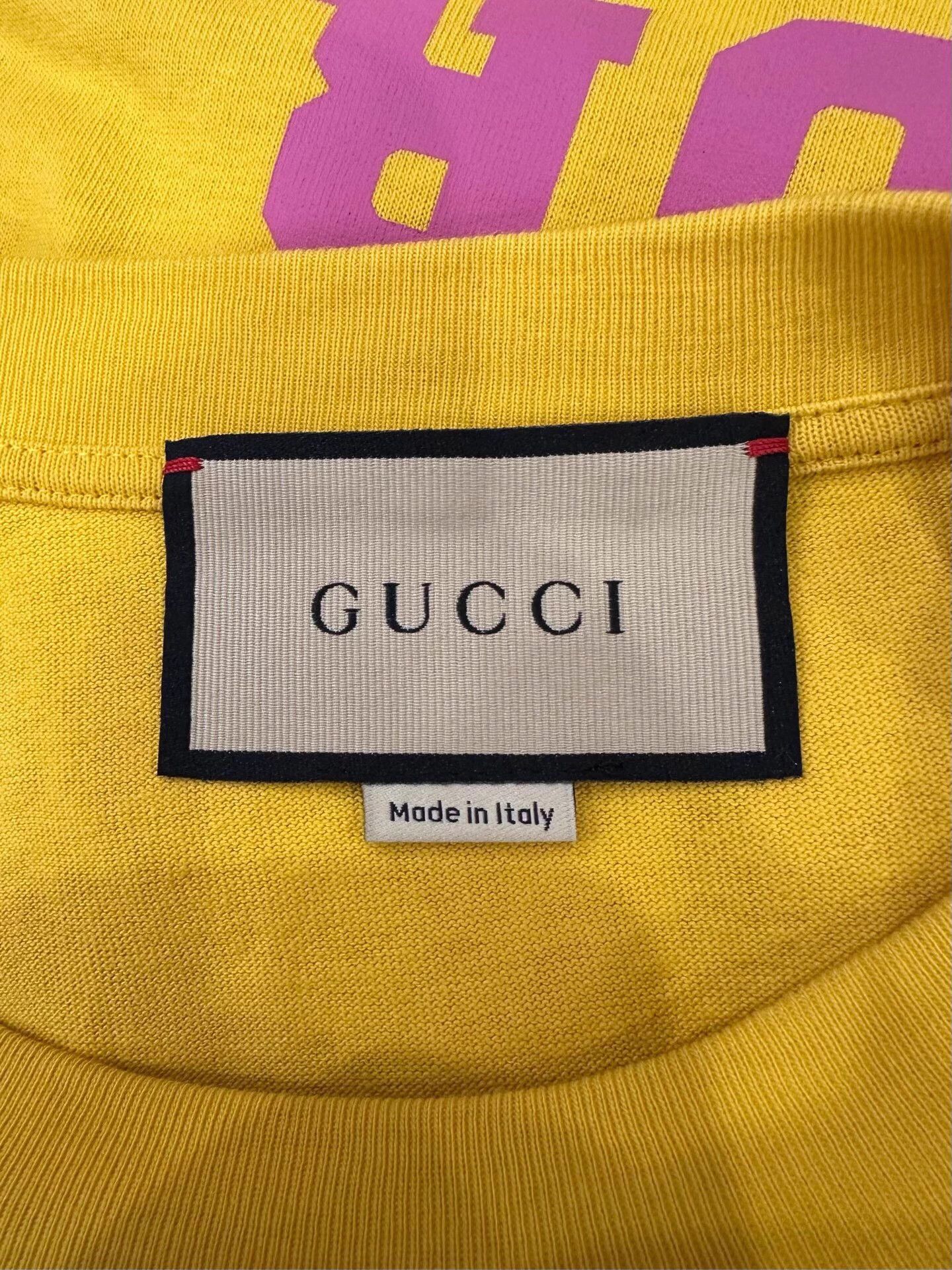 Gucci Gucci 1921 PinkLogo Yellow ShortSleeve Tee Women S Size S / US 4 / IT 40 - 5 Thumbnail