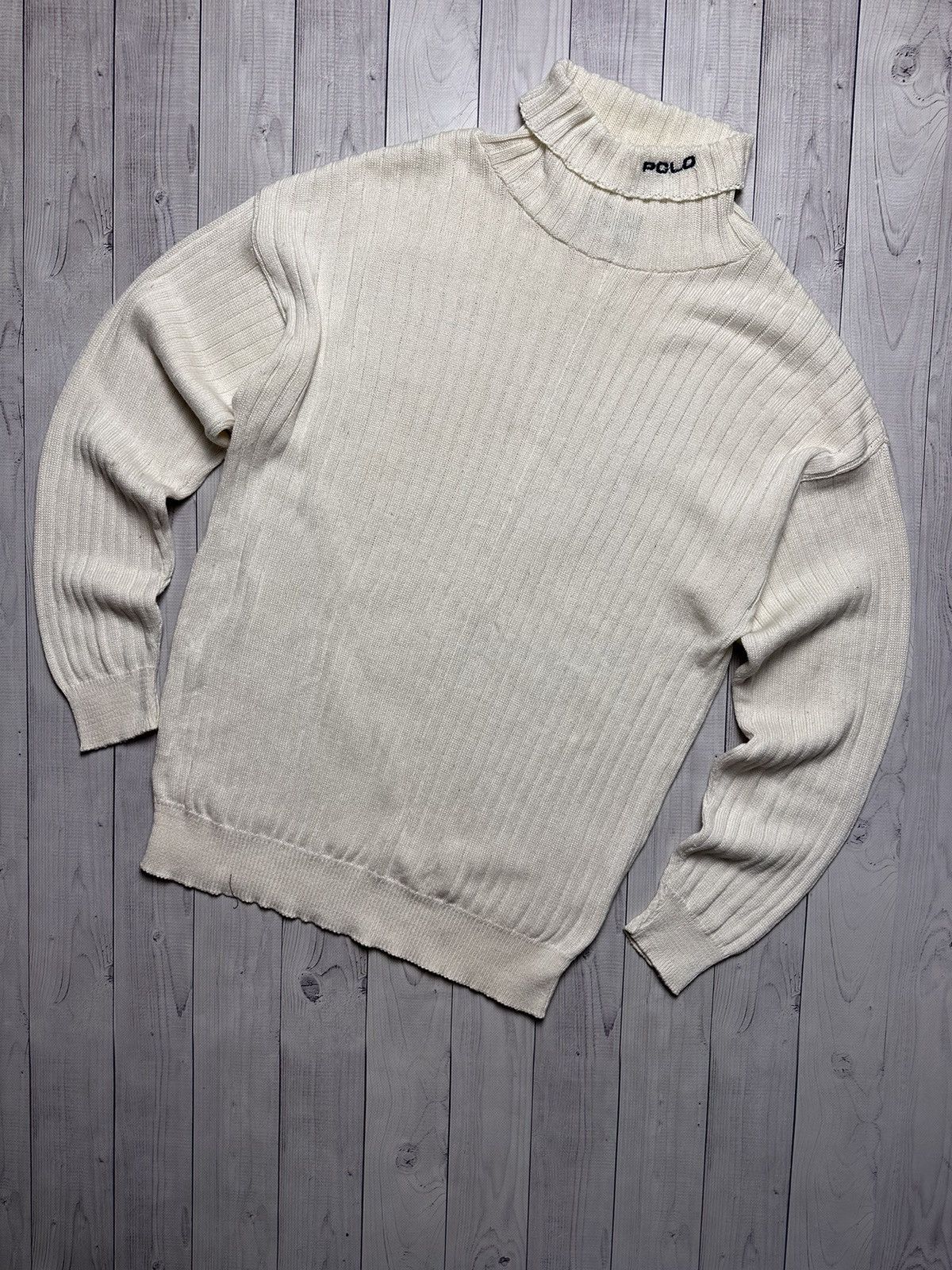 image of Polo Ralph Laurent Knitted Turtleneck XL Logo in White, Men's