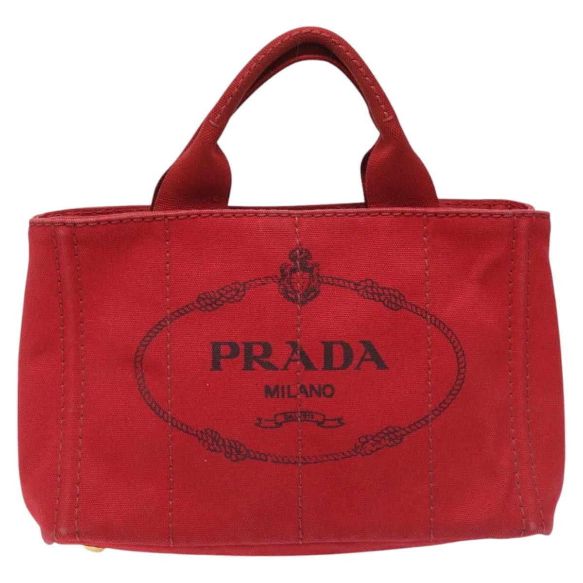 Prada Canapa Red Canvas Tote Bag (Pre-Owned) Size ONE SIZE - 1 Thumbnail