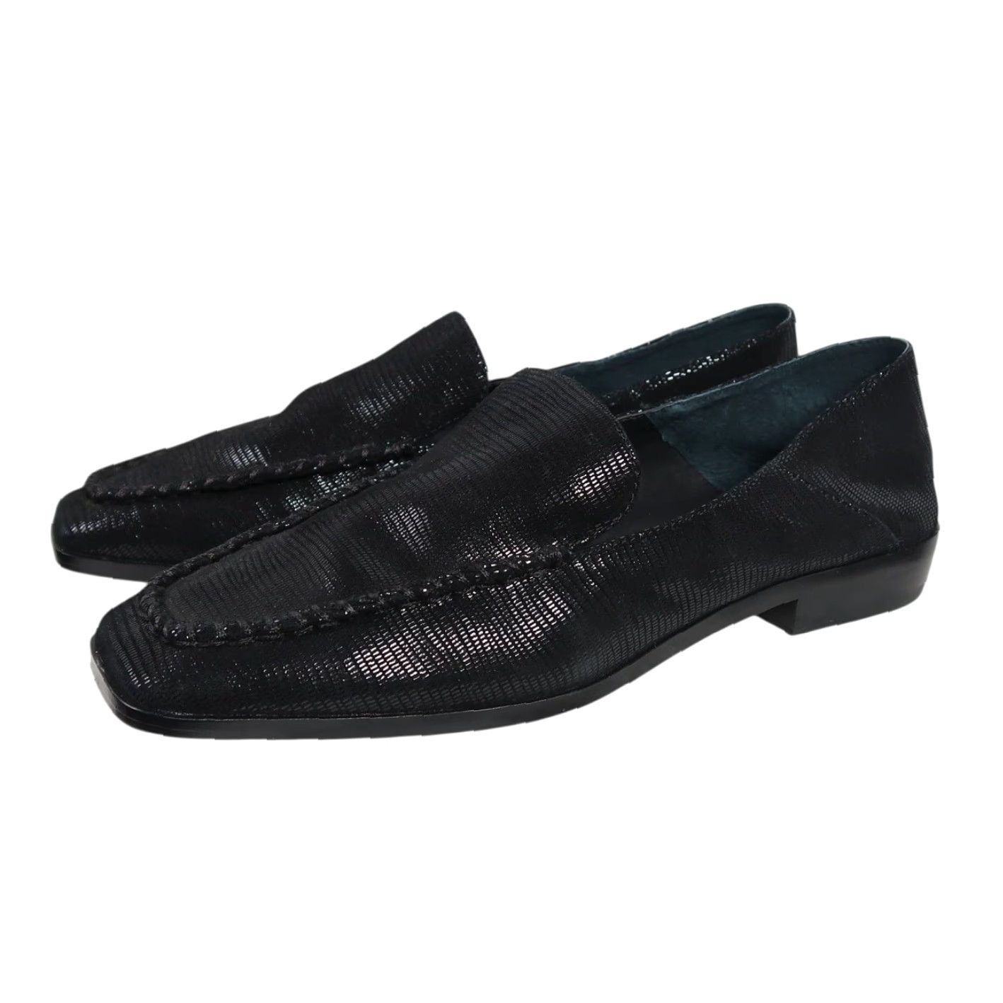 Dolce Vita VINTAGE Dolce Vita Beny Tailored Loafer Flats Black Leather Snake Onyx 8 Women Flat Square Toe Size US 8 / IT 38 - 2 Thumbnail