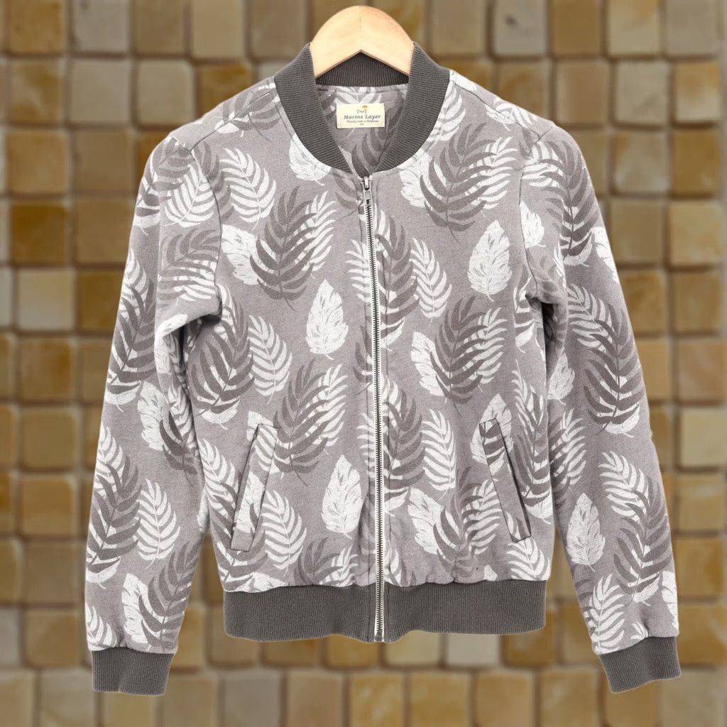 Marine Layer Marine Layer Bomber Jacket Floral Full Zip XS Womens Gray Cotton Polyester Short Sleeve Regular Jacket Size XS / US 0-2 / IT 36-38 - 1 Thumbnail