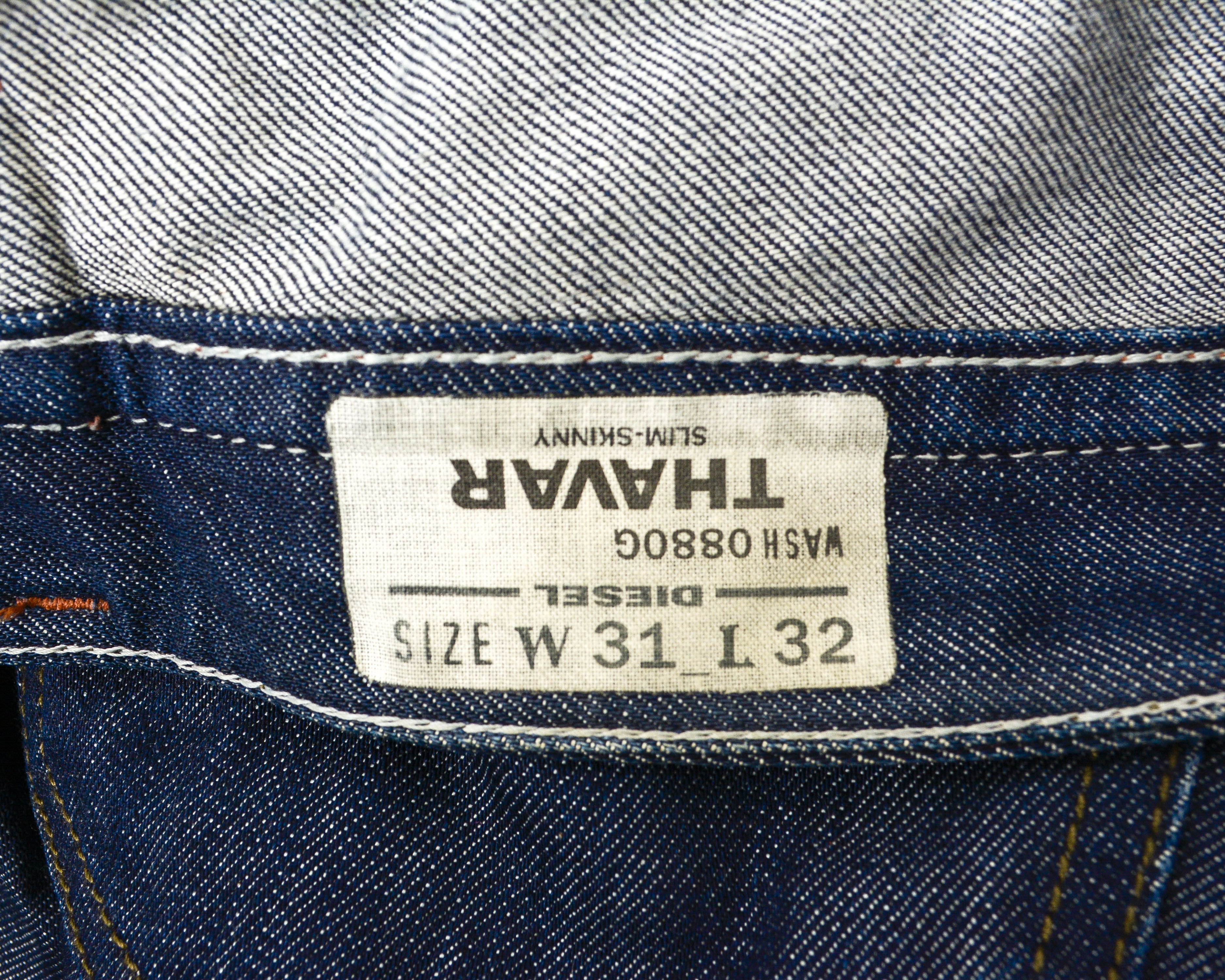 Diesel Thavar W31 L32 Slim Skinny Jeans 0880G Raw unwashed Indigo Size US 31 - 6 Thumbnail