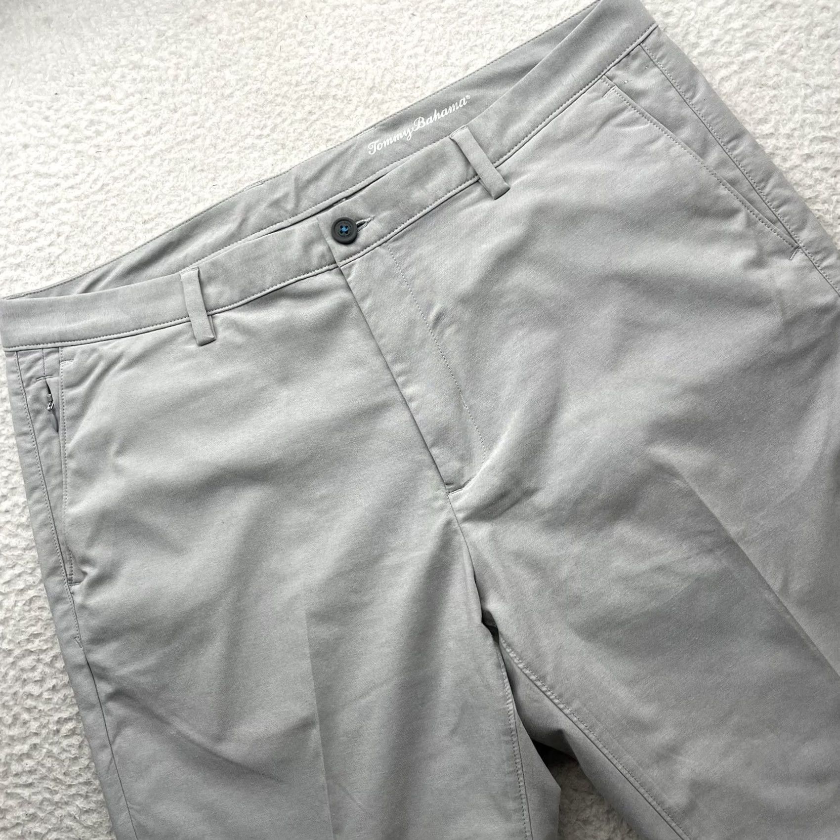 Tommy Bahama Tommy Bahama Pants Mens 39x31 Gray Nylon Polyester Straight Flat Front 39in Inseam Casual Chino Style Regular Color Gray Mens Size US 39 - 2 Thumbnail