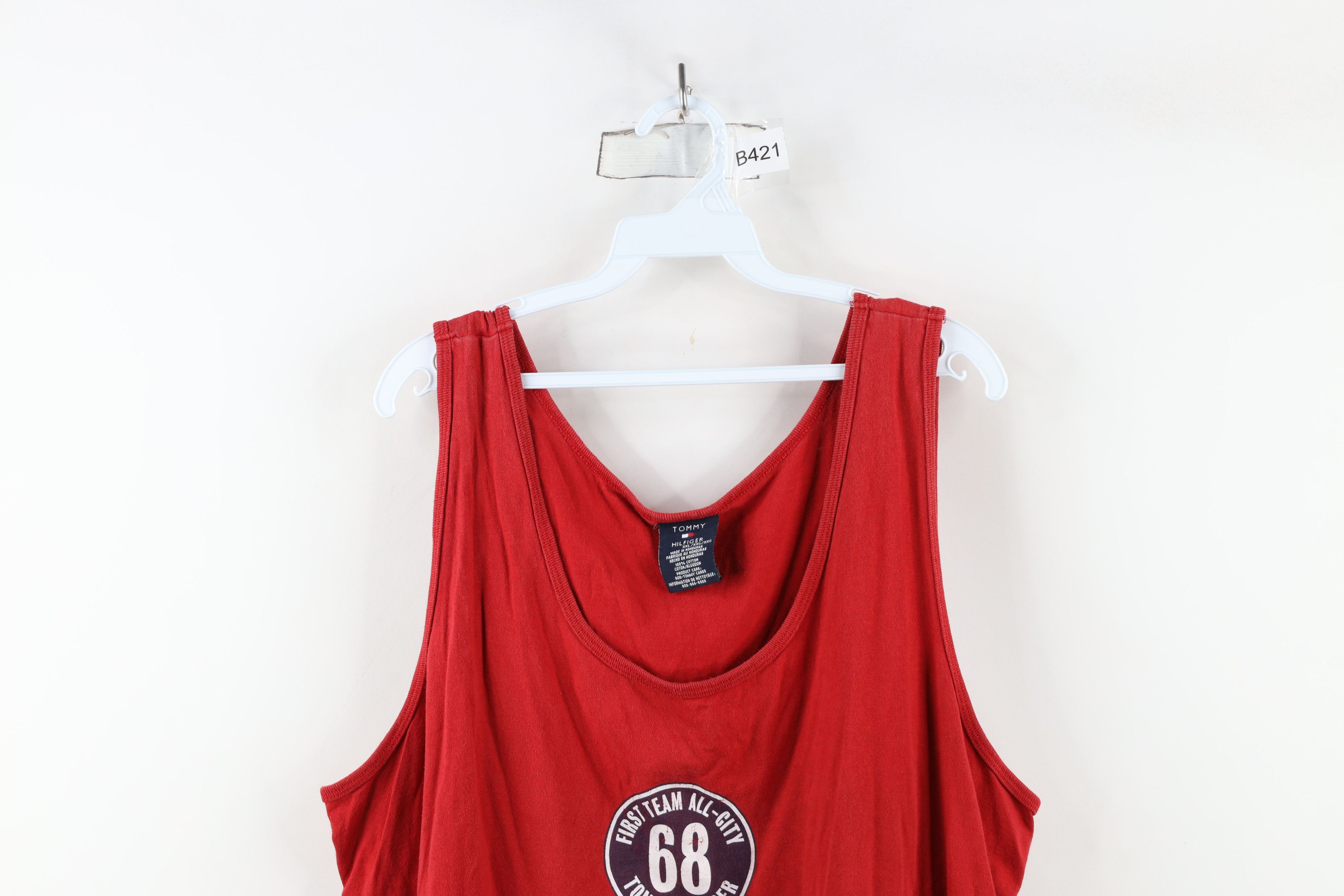 Tommy Hilfiger × Vintage Vintage Y2K 2001 Tommy Hilfiger Spell Tank Top T-Shirt Red Size US XXL / EU 58 / 5 - 2 Thumbnail