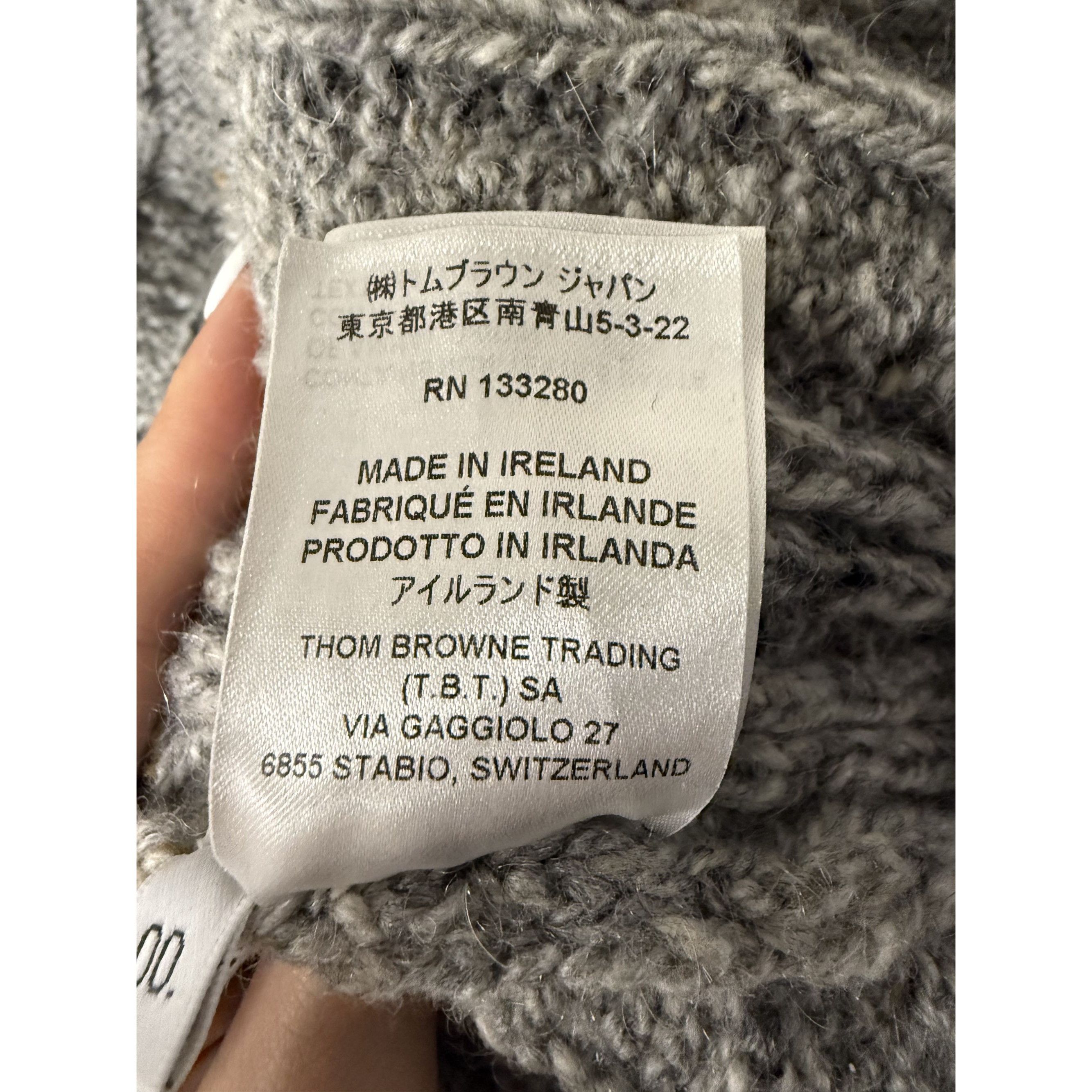 Thom Browne Thom Browne Gray Cable Knit Wool Cardigan With Signature Str Size XXS / US 00 / IT 34 - 6 Thumbnail