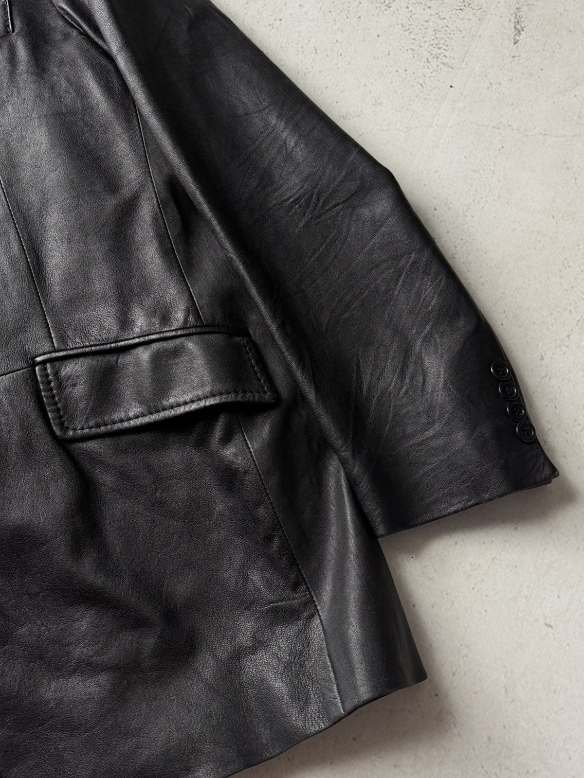 Leather Stewart Vintage Real Leather Black Blazer Jacket Size US L / EU 52-54 / 3 - 10 Thumbnail