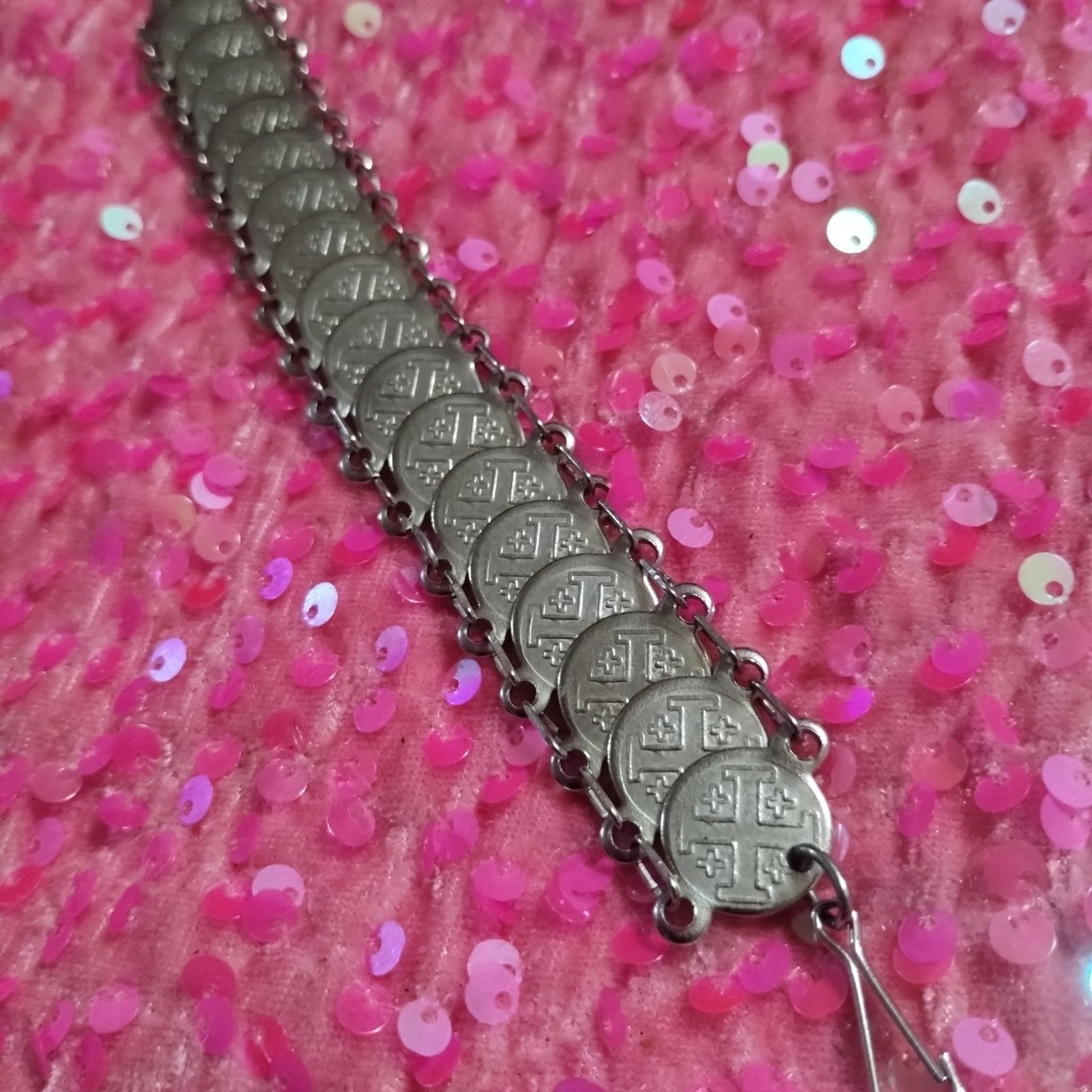 Vintage Beautiful vintage Jerusalem coin silver hook bracelet Size ONE SIZE - 5 Thumbnail