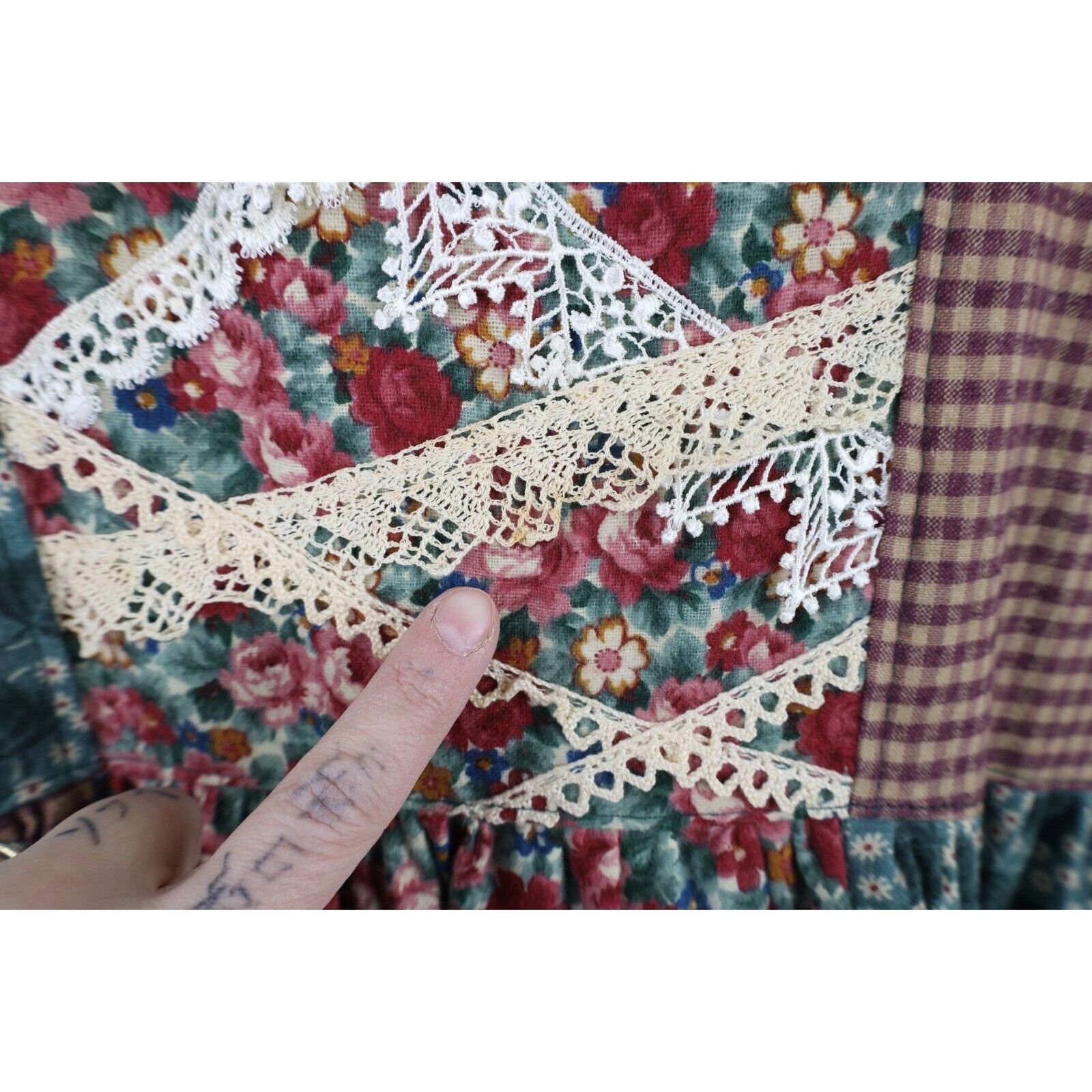 Vintage Vintage 90s Country Primitive Cottage Handmade Patch Dress Size L / US 10 / IT 46 - 5 Thumbnail