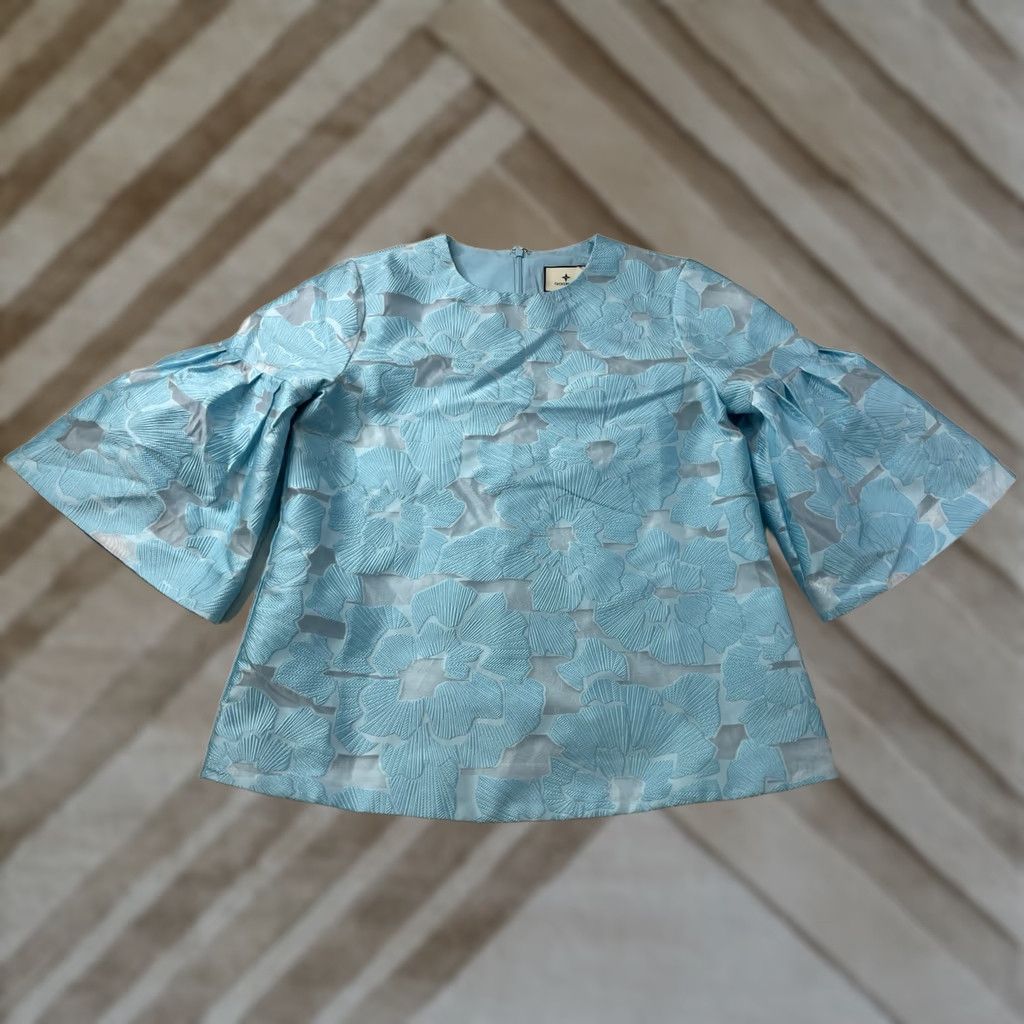 Vintage VINTAGE Tuckernut Turquoise Top Blouse Flare Sleeve Floral Lace Womens Size Small S Blue Blouse Womens Size S / US 4 / IT 40 - 1 Thumbnail