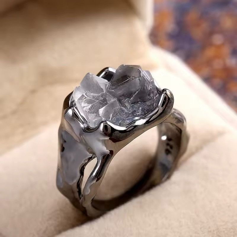 Jewelry Irregular Black Crystal Charm Ring (size 6-12) Size ONE SIZE - 3 Thumbnail