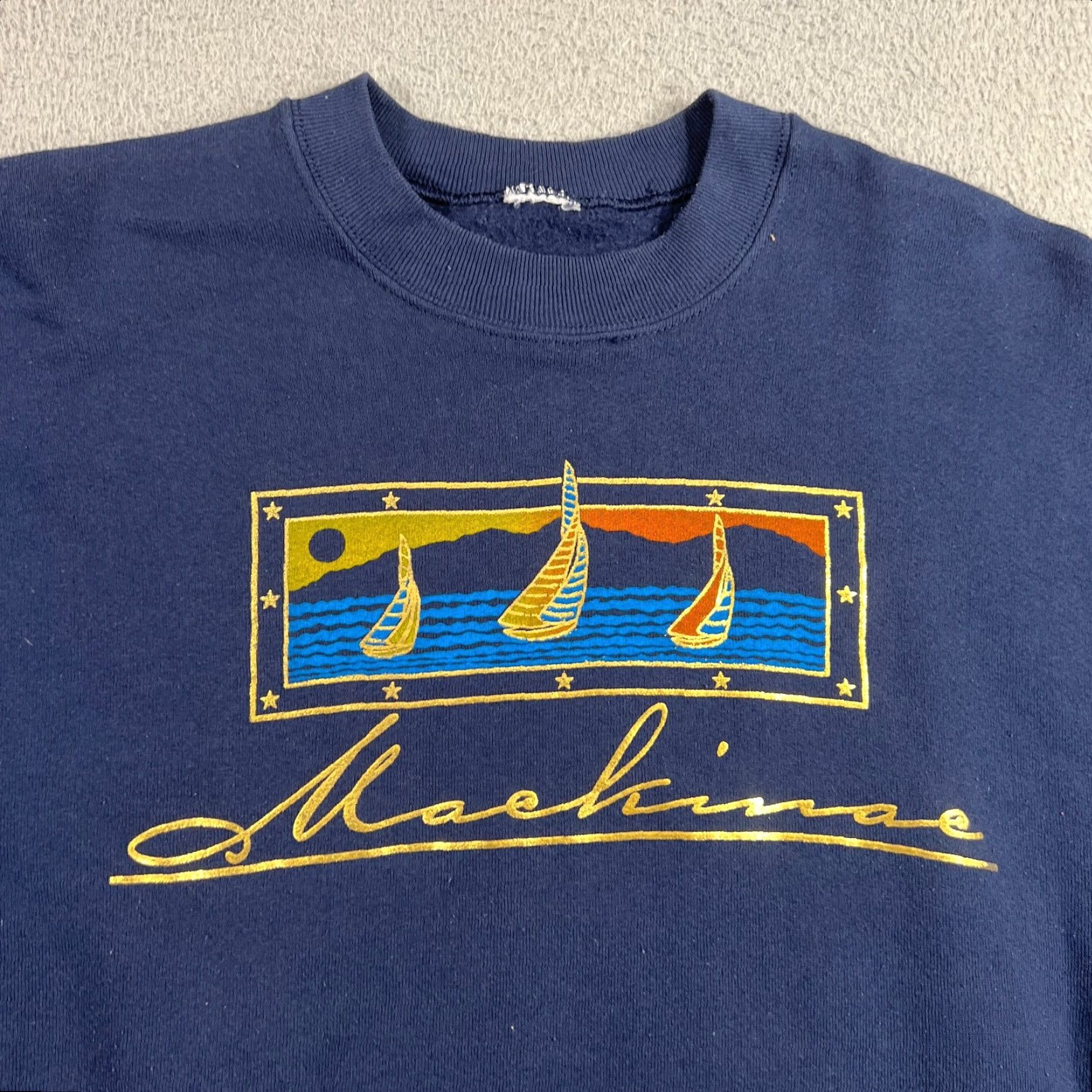 Vintage VINTAGE Mackinac Sweatshirt Men L Crew Neck Pullover 90s Sailing Blue Size US L / EU 52-54 / 3 - 3 Thumbnail