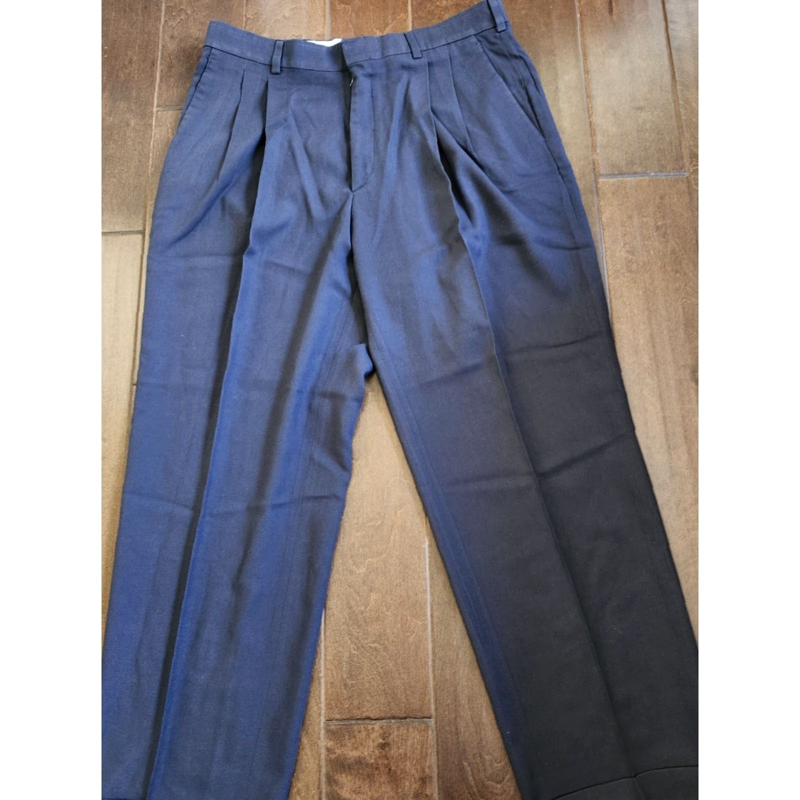 Savane Savane Dress Pants Navy Blue W34 L29 Men's Regular Polyester Wool Zip Button Business Formal Wedding Shirt/Pants? Size US 34 / EU 50 - 4 Thumbnail