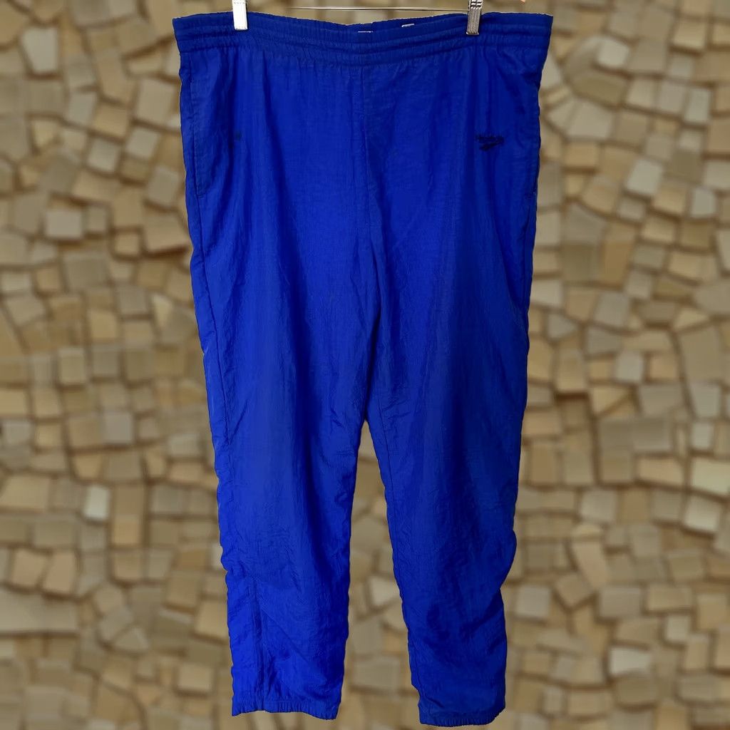 Reebok VINTAGE Reebok Track Pants Mens M Blue Lined Nylon Y2K Baggy 90s Joggers Size US 31 - 1 Thumbnail