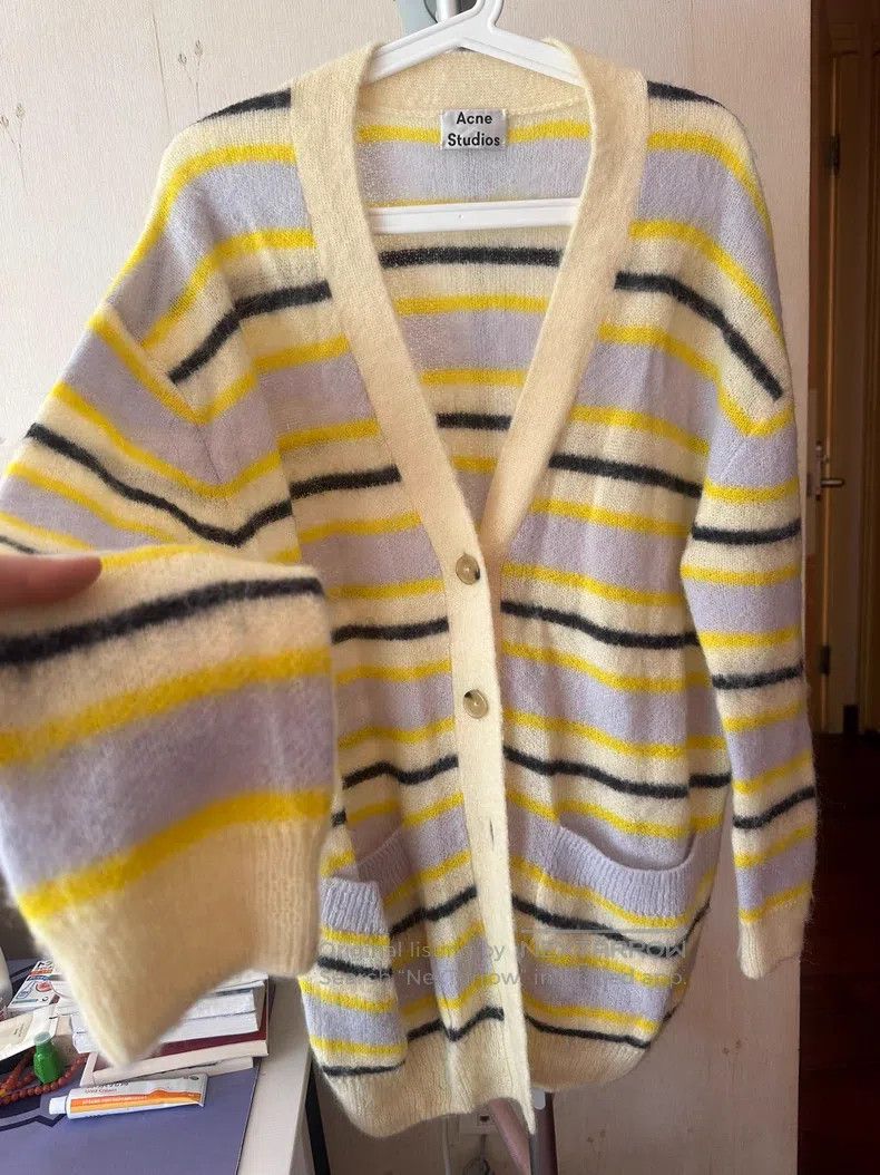 Acne Studios Acne Studios Light yellow striped color-block alpaca wool Size XS / US 0-2 / IT 36-38 - 1 Thumbnail