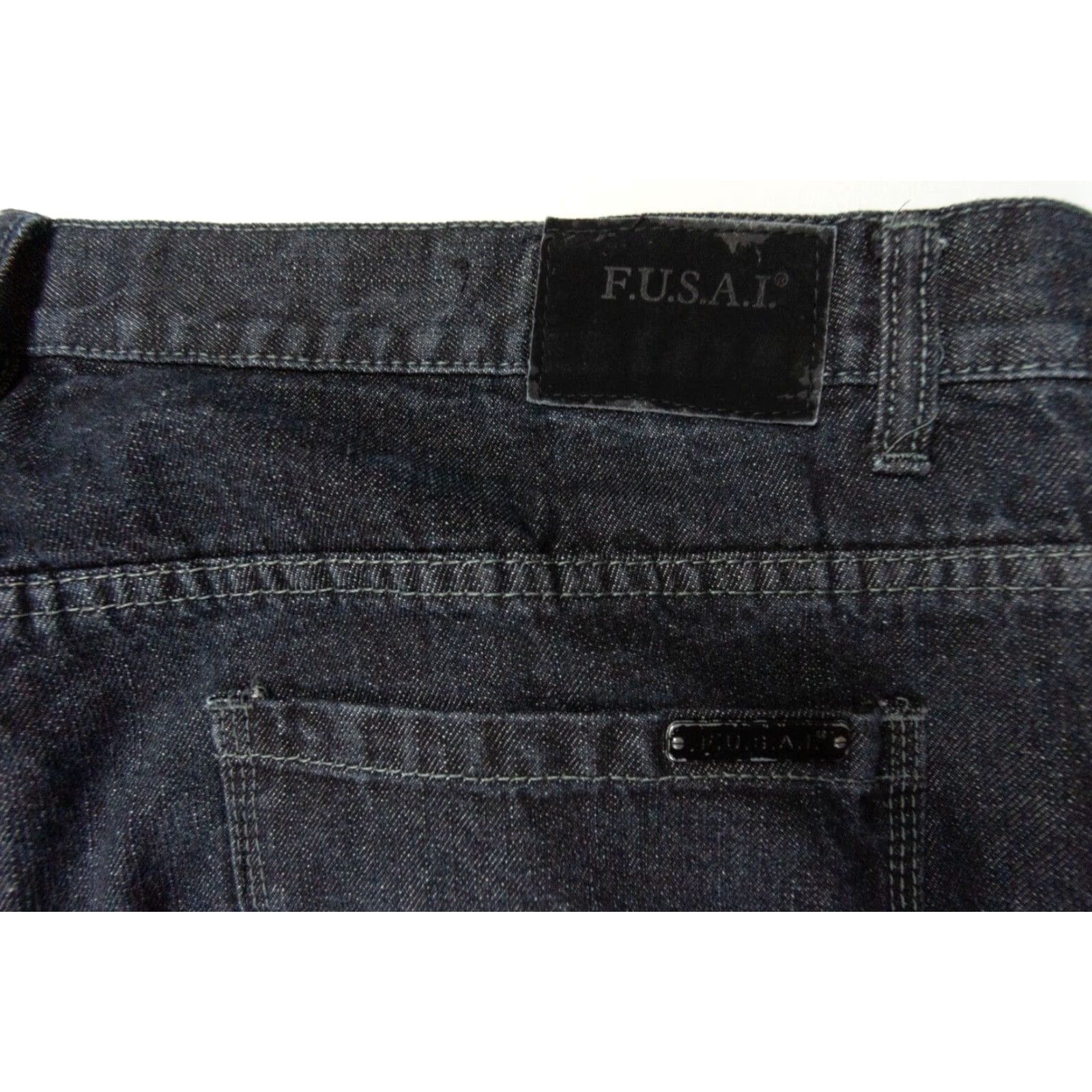 Denime VINTAGE FUSAI Jeans Men 5-Pocket Denim Pants 44x33 Black Wide-Leg Y2K Mens 44x33 Size US 44 / EU 60 - 6 Thumbnail