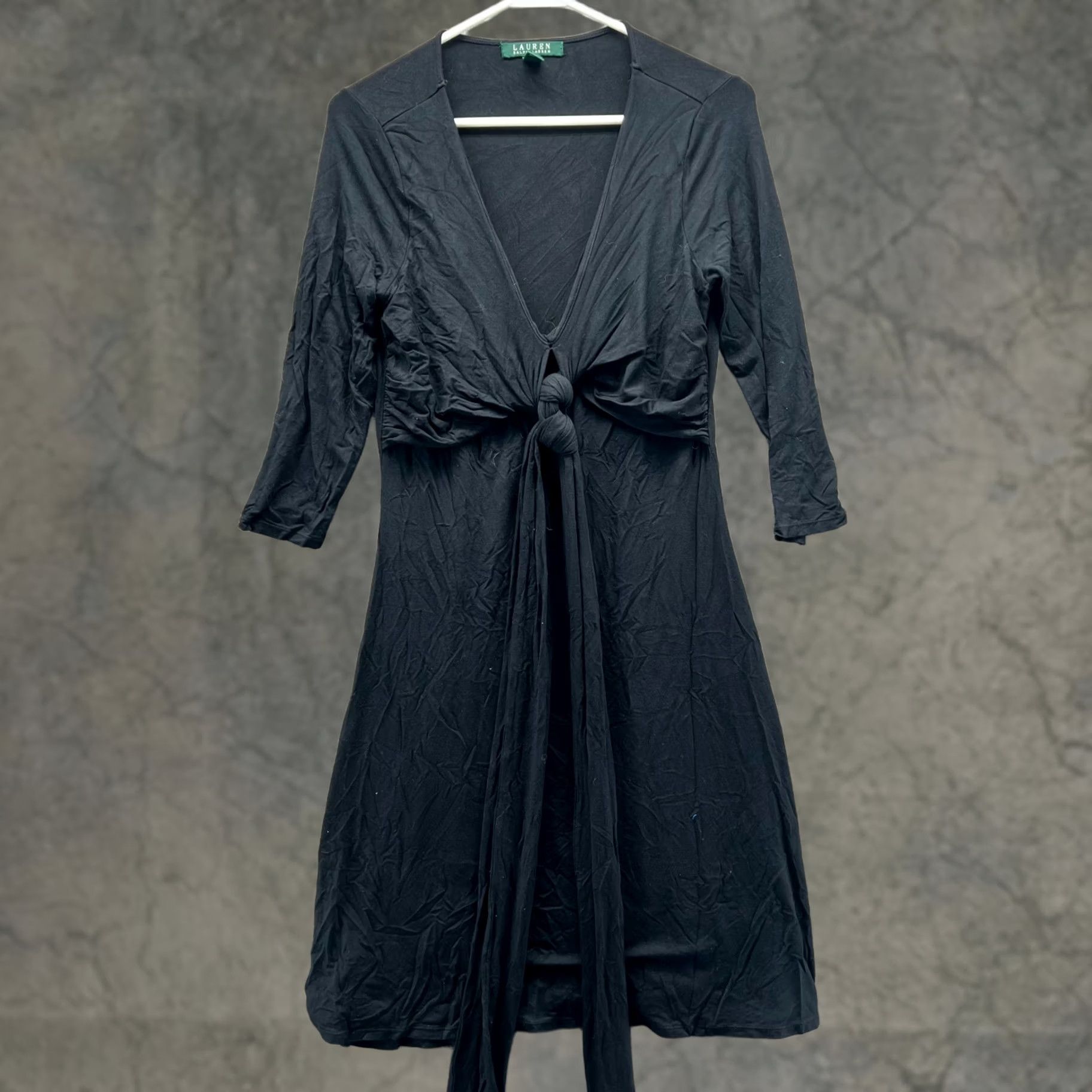 Ralph Lauren VINTAGE? No — Lauren Ralph Lauren Dress Womens Small Black Twist Front Stretch Viscose A Line Size S / US 4 / IT 40 - 1 Thumbnail