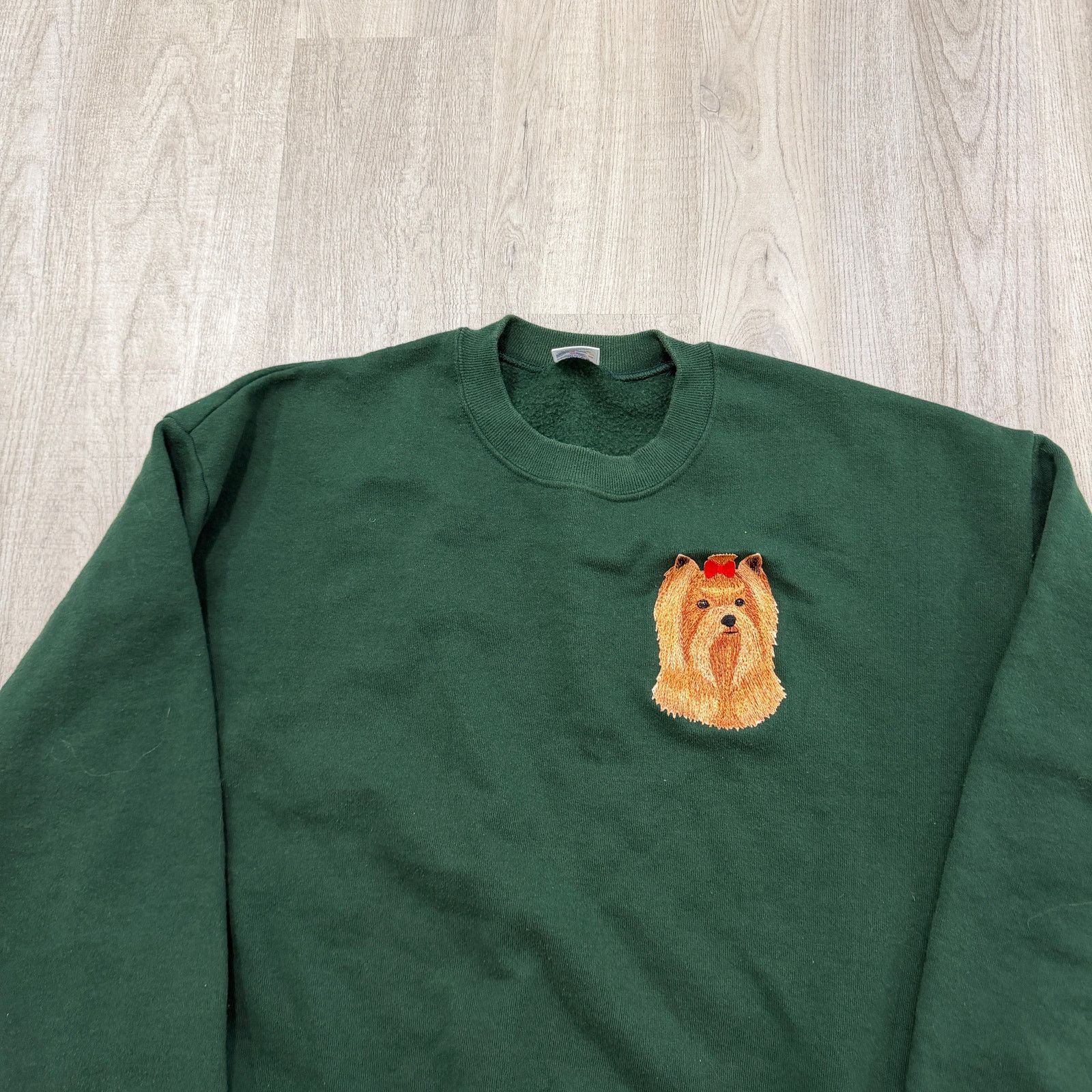 Vintage Vintage Yorkshire Terrier Sweatshirt Women's XL Green Yorkie Size XL / US 12-14 / IT 48-50 - 2 Thumbnail