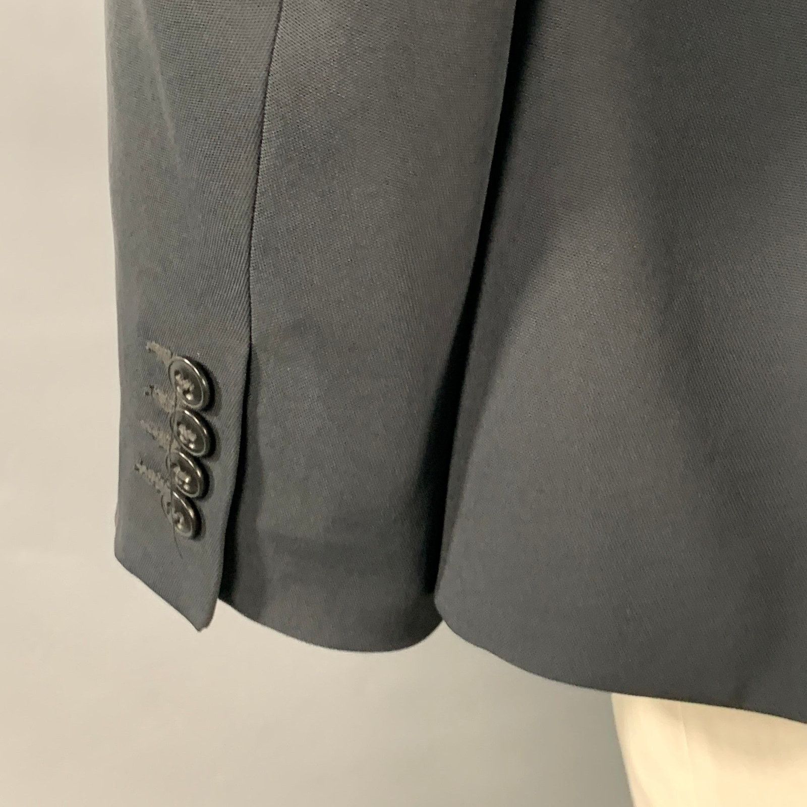Mr Turk Navy Triacetate Contrast Trim Single Breasted Sport Coat Size 46R - 5 Thumbnail