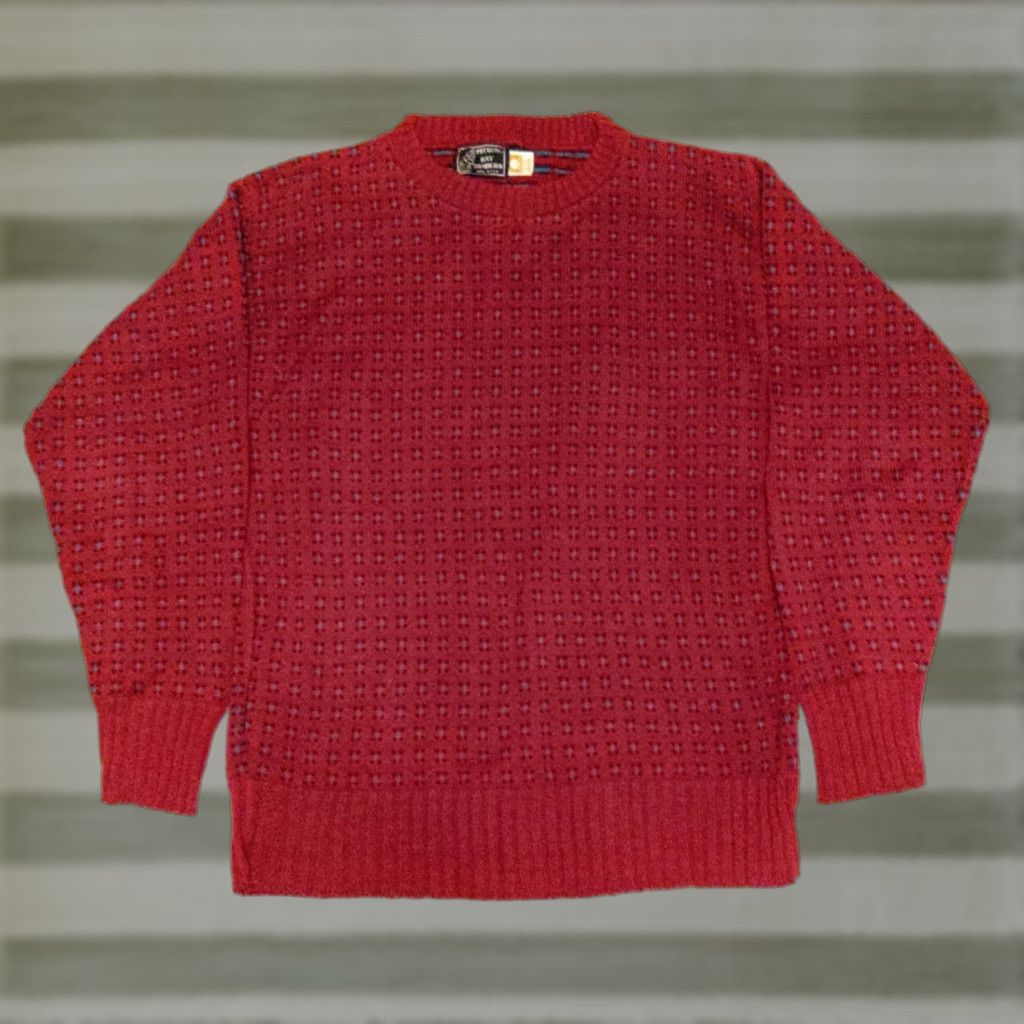 Vintage VINTAGE Peconic Bay Traders Made in USA Men's Knit Pullover Cotton Sweater M Red Geometric Pattern Crew Neck All Seasons Classic 90s USA Mens Size US M / EU 48-50 / 2 - 1 Thumbnail
