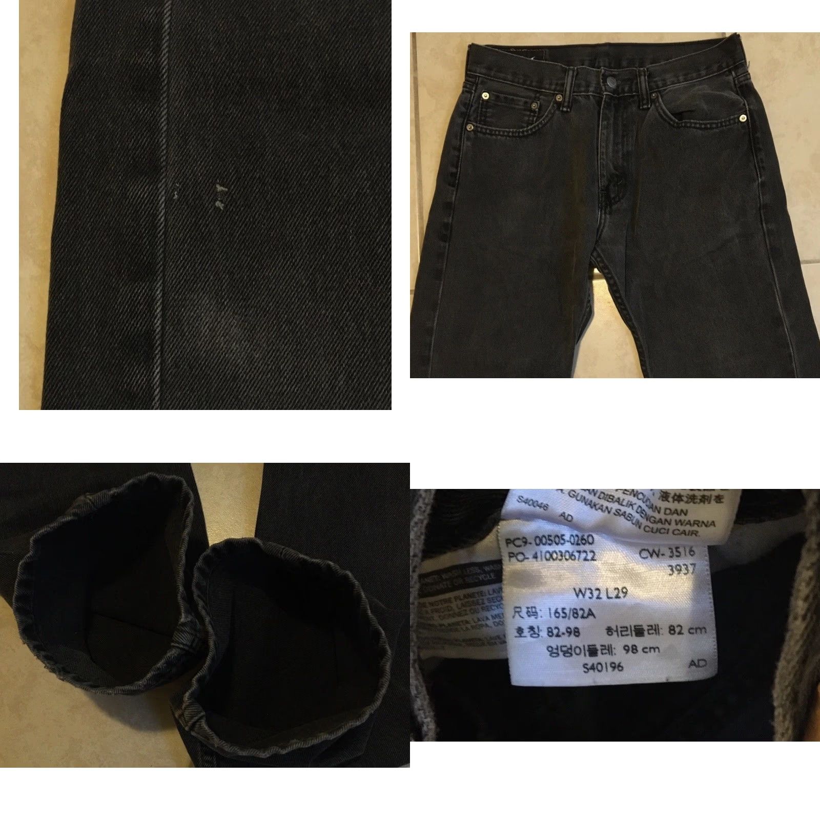 Levi's Levis 505 Jeans 31 Denim Regular Black Straight Distressed 80s 90s Grunge Punk Biker Western Levi's Men 28 Inseam Zipper Fly Tight Fit? Size US 31 - 8 Thumbnail