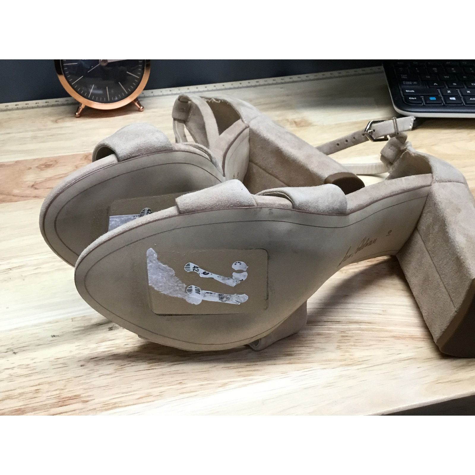 Sam Edelman Sam Edelman Yancy Beige Suede Women's Platform Sandals 10 Size US 10 / IT 40 - 5 Thumbnail