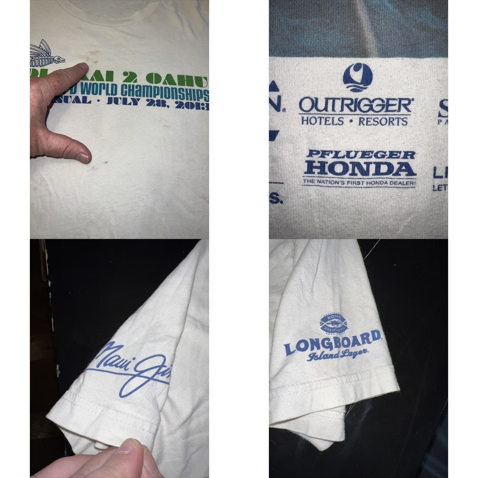 Vintage VINTAGE Molokai 2 Oahu Paddleboard World Championships Outrigger Canoe Club Shirt Men's L White Crew Neck Short Sleeve Graphic Print Surfer Event 2013 Size US L / EU 52-54 / 3 - 8 Thumbnail