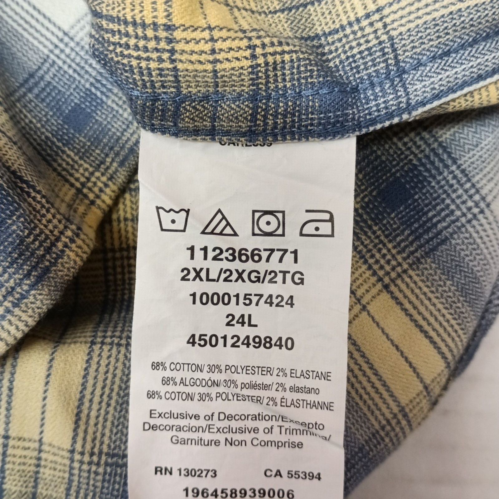 Wrangler Wrangler Cowboy Wash Shirt Men's Size 2XL Blue Yellow Plaid Size US XXL / EU 58 / 5 - 7 Thumbnail