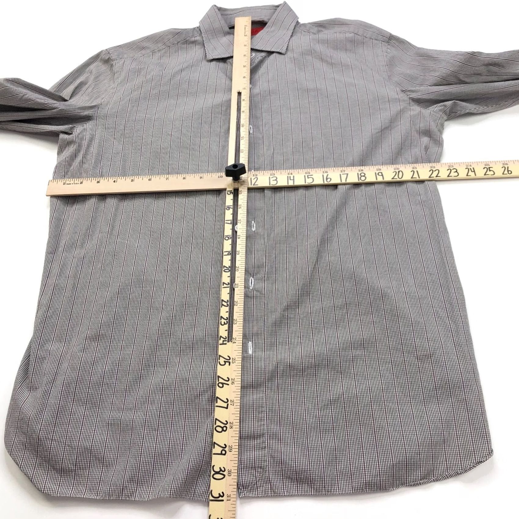 Apolis Isaia Napoli Dress Shirt Brown Red Button Long Sleeve 17/43 Cm 100% Cotton Polyester Plaid Men's Shirt Size 46R - 3 Thumbnail