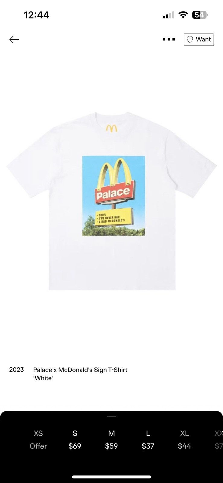 Palace McDonald x Palace Fall/Winter 2023 white tee Size US M / EU 48-50 / 2 - 5 Thumbnail
