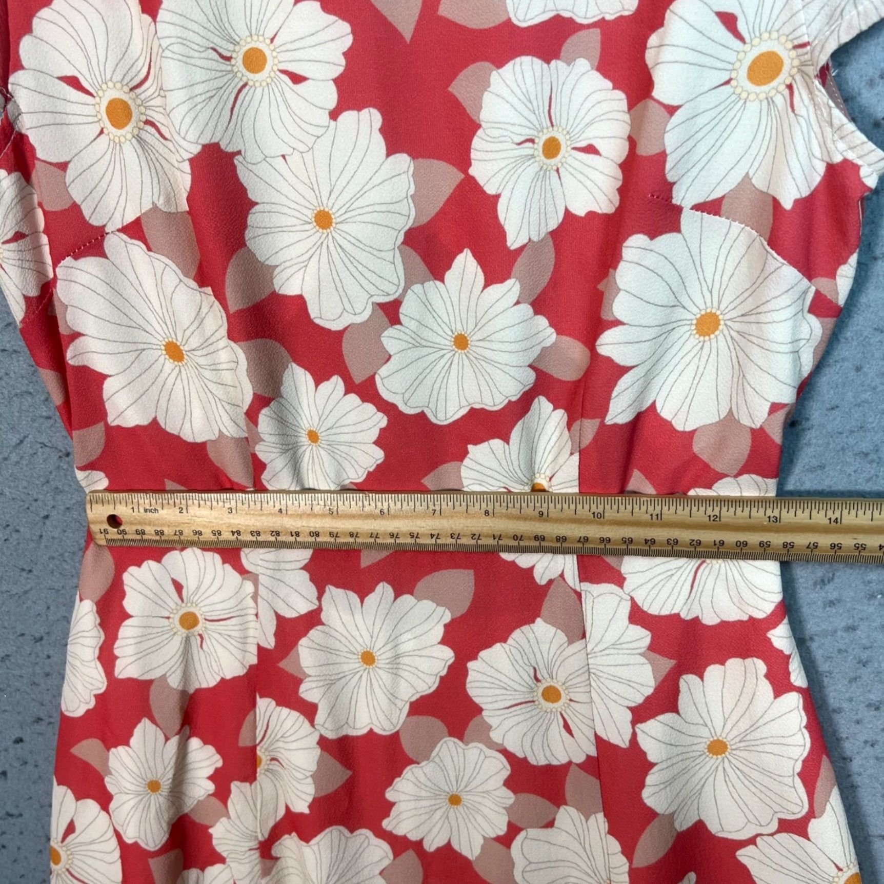 Vintage Commense Dress Womens Size S Red Floral Maxi Cap-Sleeve Round Neck Polyester Party/Cocktail Casual Size S / US 4 / IT 40 - 7 Thumbnail