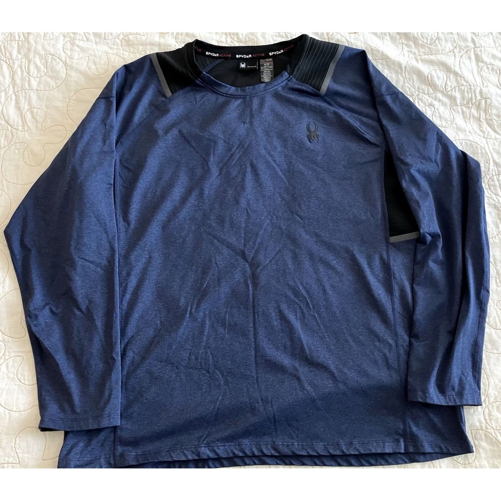 Spyder Spyder Active XL Blue Reflective Long Sleeve Shirt Stretch Quick Dry Pro Web Mens Athletic Pullover Crew Neck Casual Shirt Size US XL / EU 56 / 4 - 2 Thumbnail