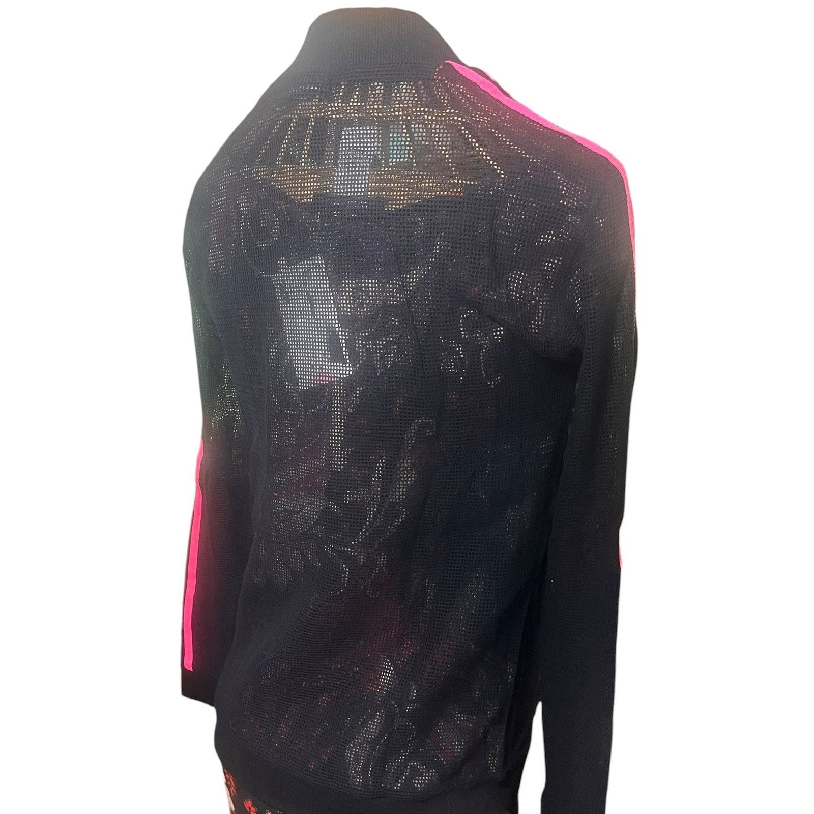 Other Muse Looks Black Mesh Jacket With Pink Stripes Size L NWT Size L / US 10 / IT 46 - 6 Thumbnail