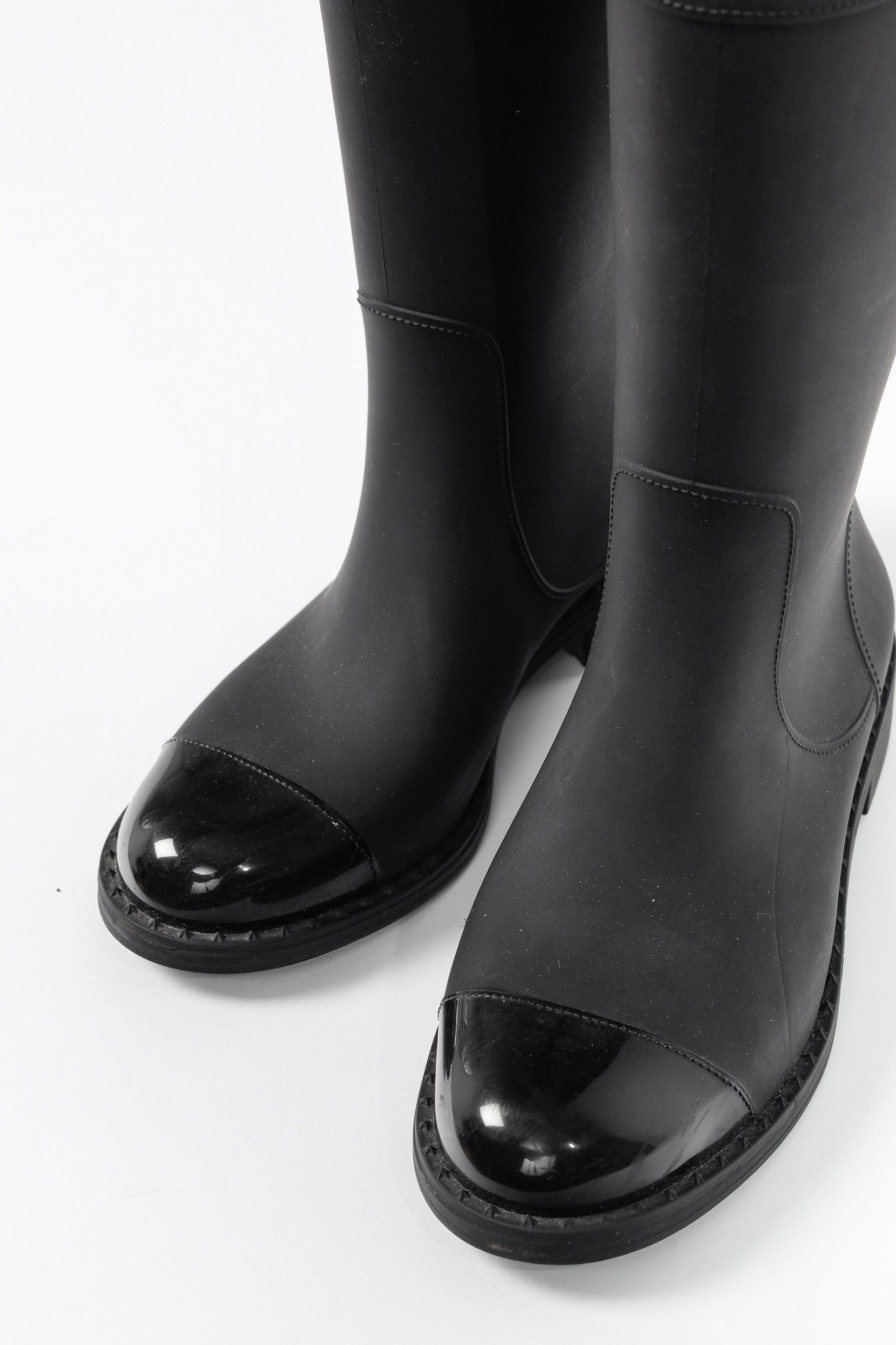 Jimmy Choo Jimmy Choo Edith Black Rubber Cap-Toe Rain Boots Size US 8.5 / IT 38.5 - 6 Thumbnail