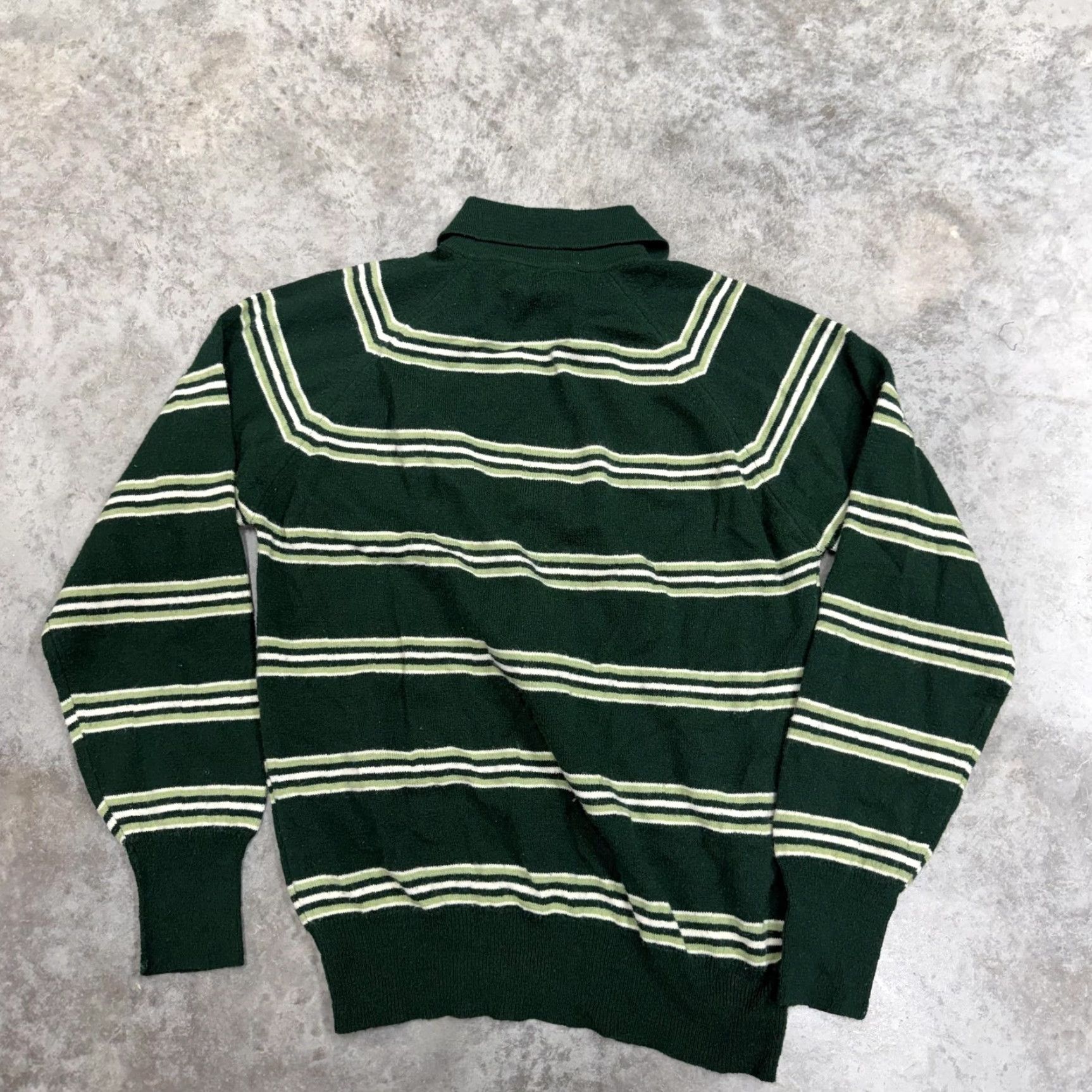 Jantzen VINTAGE Jantzen Sweater Mens Medium Green Collared Striped Knit Pullover Size US M / EU 48-50 / 2 - 5 Thumbnail