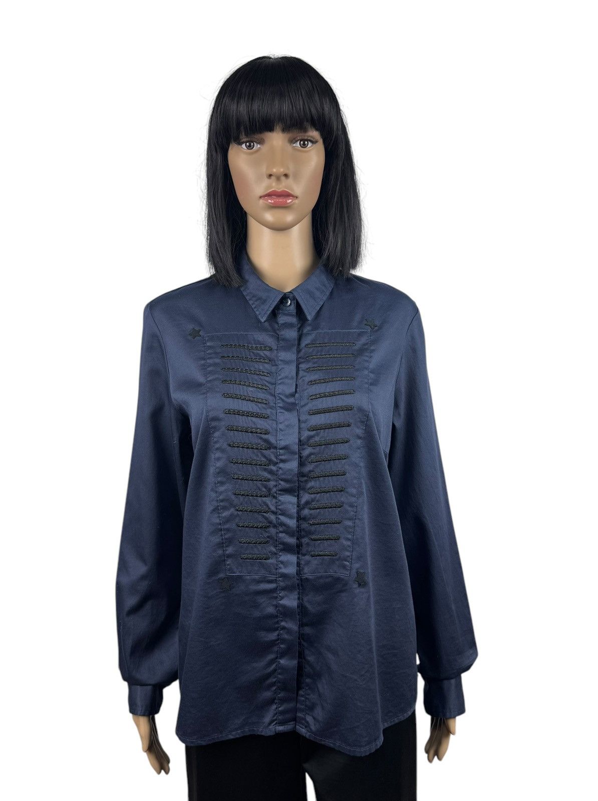 Designer Javier Simorra Shirt Blouse Cotton Button Up Embroidered Size L / US 10 / IT 46 - 1 Thumbnail