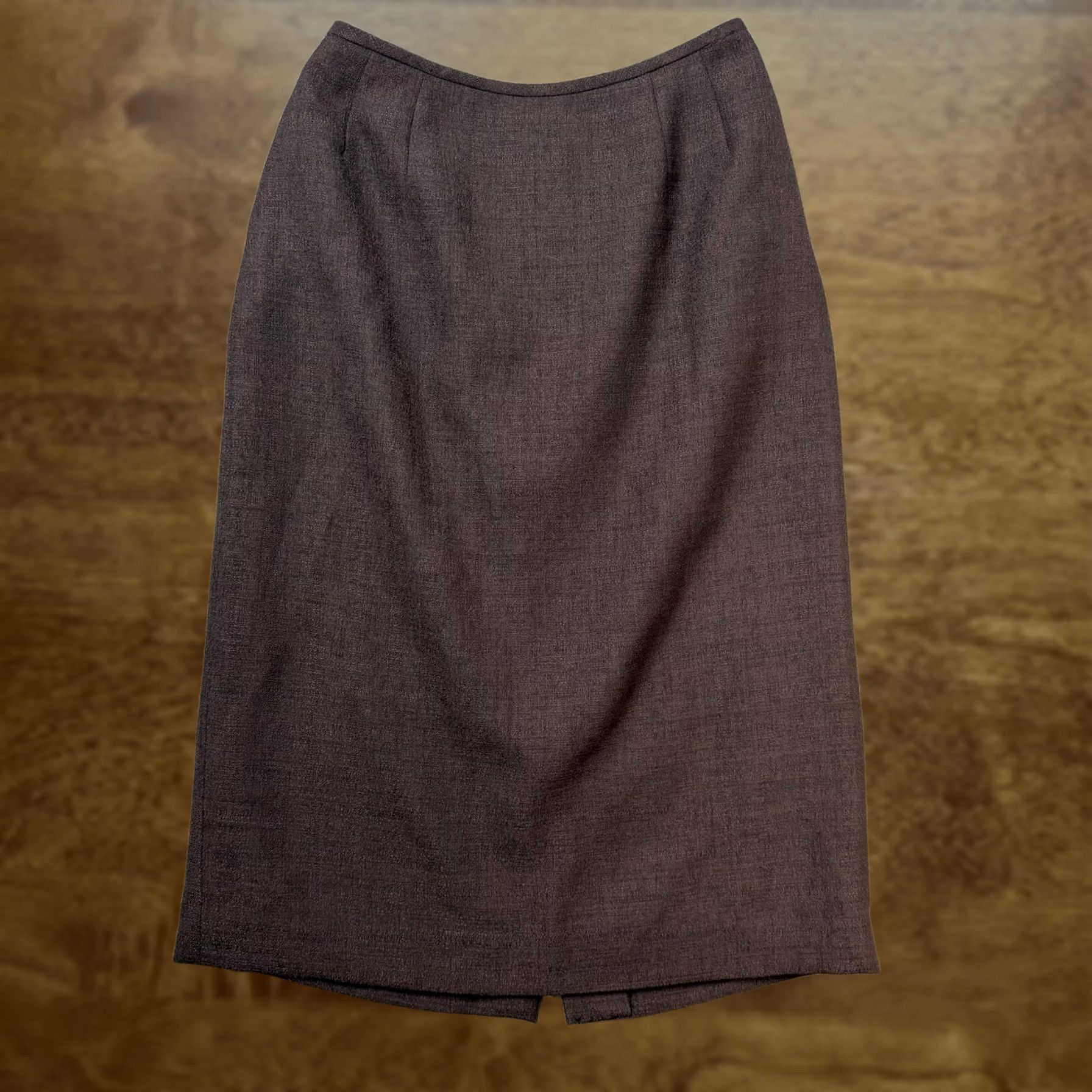 Vintage VINTAGE Le Suit Skirt Womens 10 Brown Twill Pencil Midi Lined Back Slit Office Size 32" / US 10 / IT 46 - 1 Thumbnail