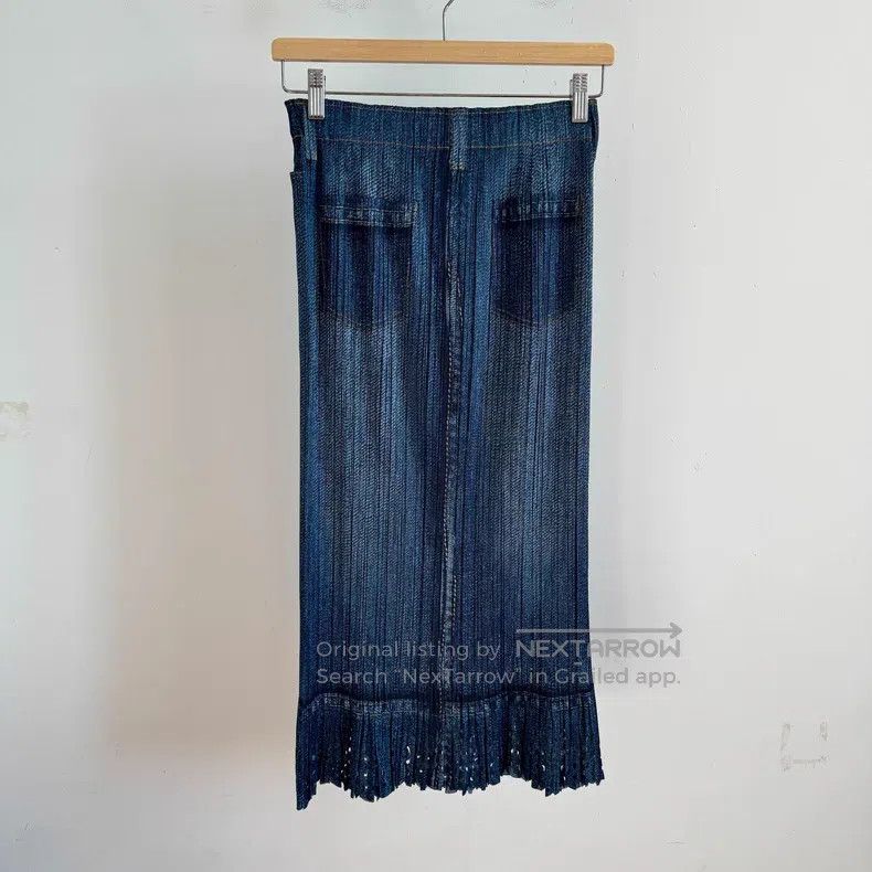 Issey Miyake Issey Miyake size:3 Denim Hollow Skirt Size 22" - 2 Thumbnail