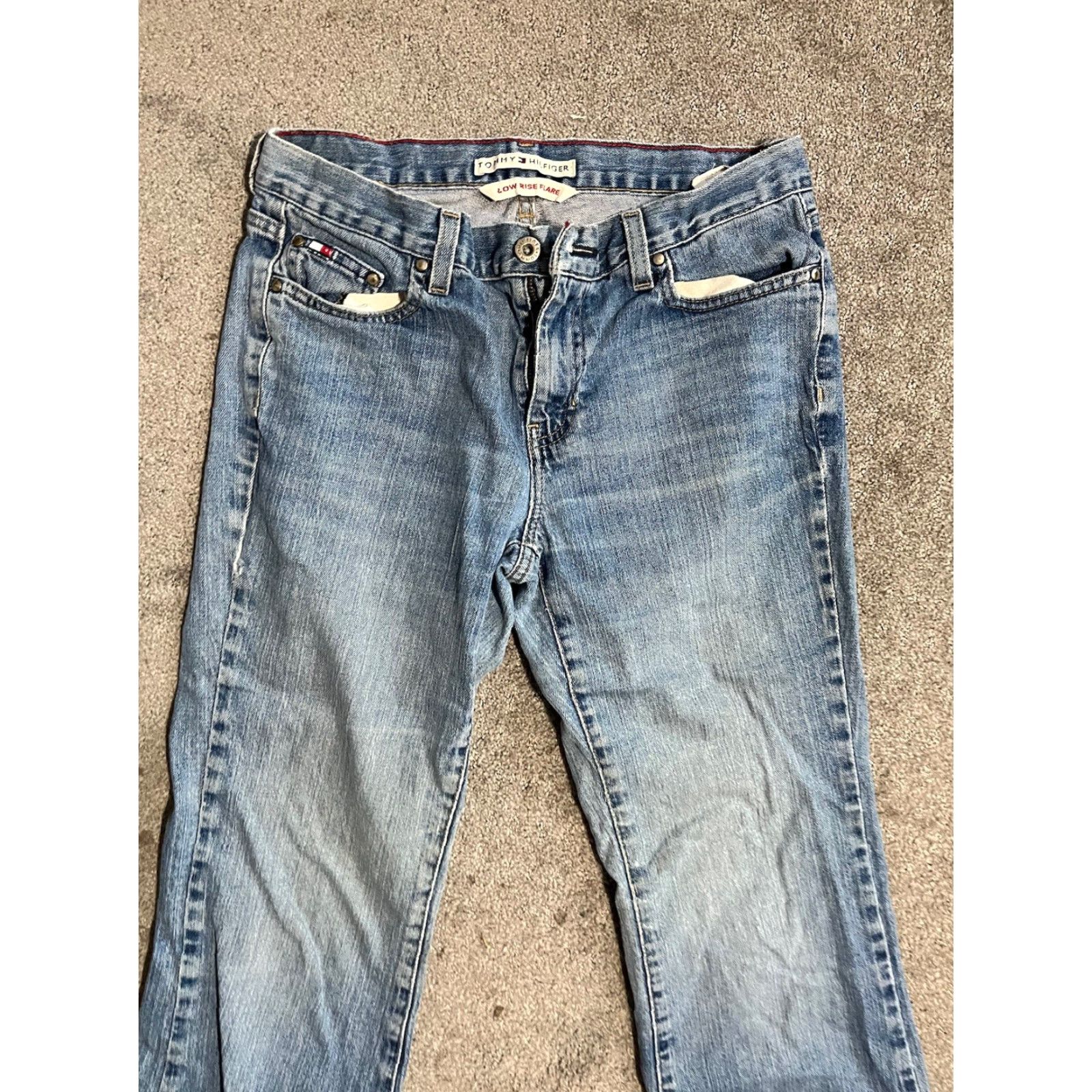 Tommy Hilfiger Tommy Hilfiger Jeans 6 Blue 100% Cotton Distressed Pockets Zip Button Womens Size ONE SIZE - 2 Thumbnail