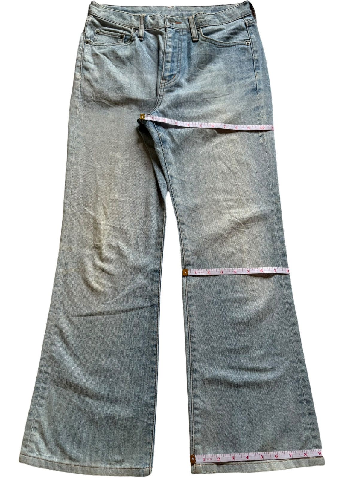 Japanese Brand × Marni × Uniqlo Vintage Japanese Uniqlo Stone Wash Patched Flare Jeans Size 28" / US 6 / IT 42 - 14 Thumbnail