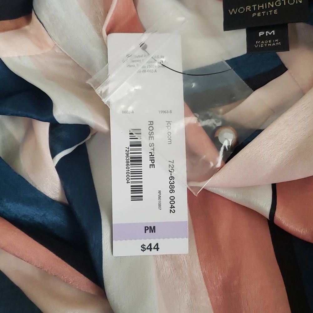 Worthington CT1636 Worthington NWT Petite Long Sleeve Satiny Feel Blouse Size XS / US 0-2 / IT 36-38 - 5 Thumbnail