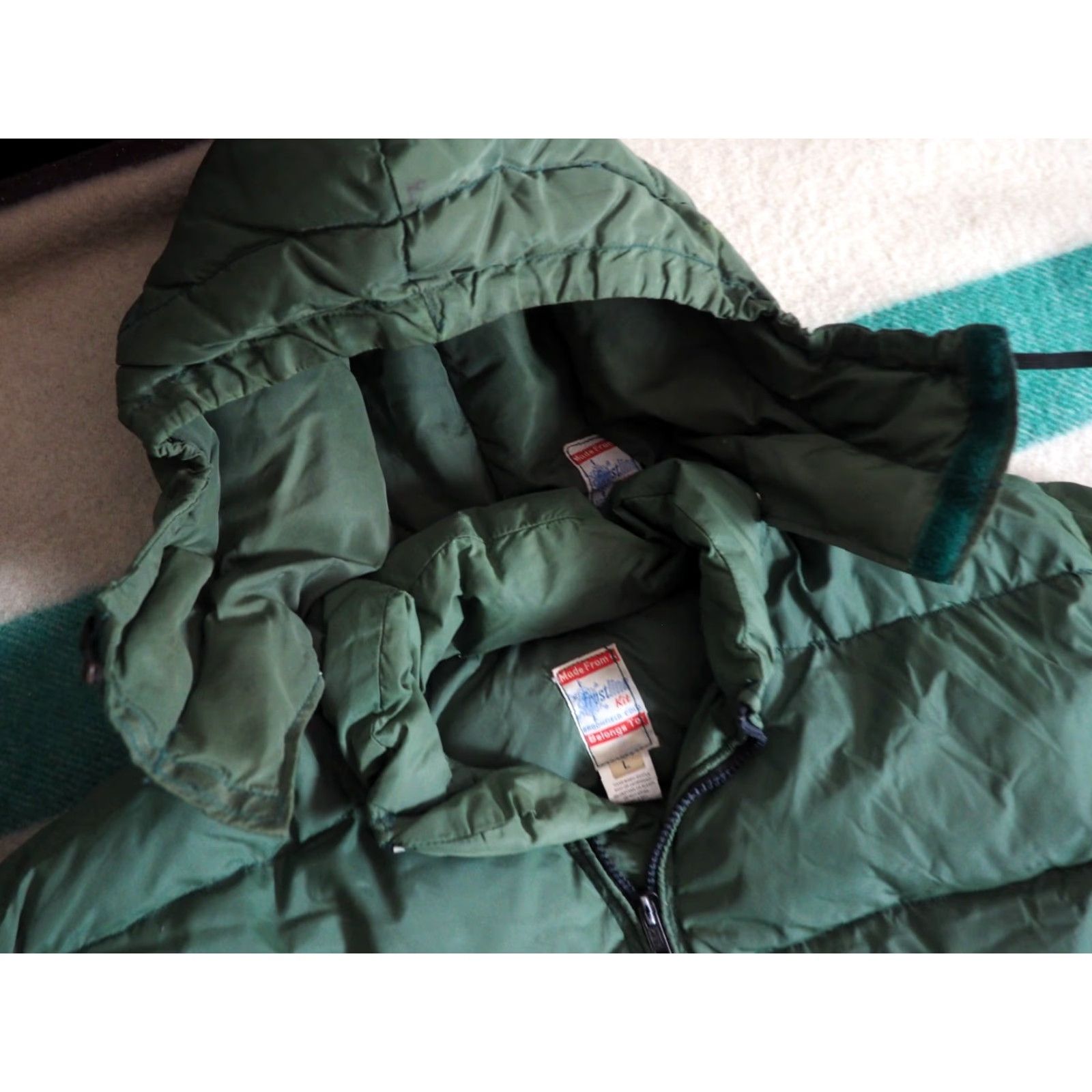 Vintage VINTAGE Frostline Kit Jacket Outdoor Hooded 70s Zip Down Goose Down Forest Green Mens L Size US L / EU 52-54 / 3 - 4 Thumbnail