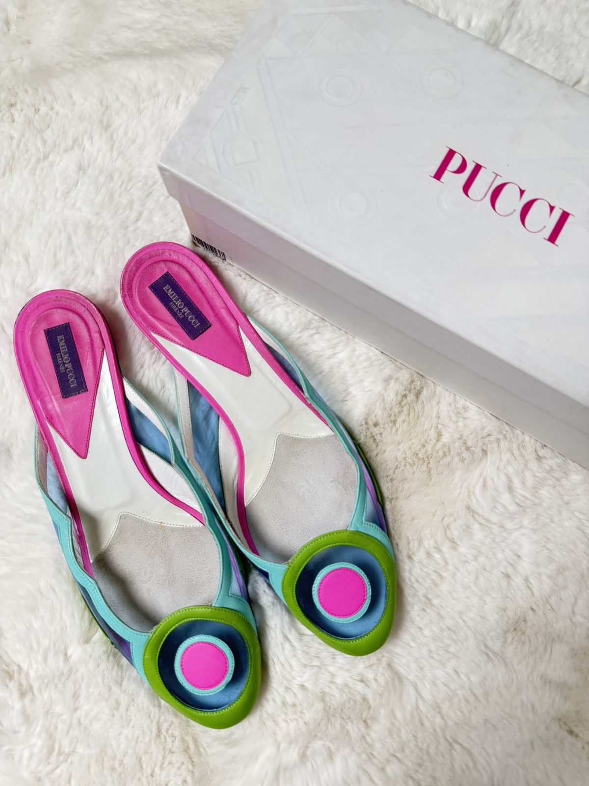 Emilio Pucci Emilio Pucci Psychedelic Flats Fuchsia Turquoise Mint Size US 9 / IT 39 - 1 Thumbnail