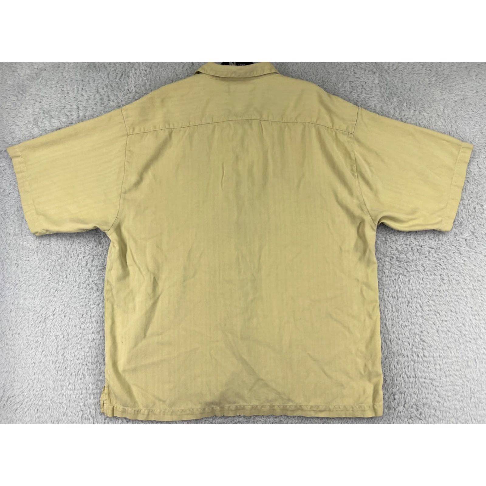 Tommy Bahama Tommy Bahama Shirt Mens XL Yellow Stripe Silk Button-Up Hawaiian Camp Hawaii Aloha Resort Beach Vacation Shirt Mens Size US XL / EU 56 / 4 - 2 Thumbnail
