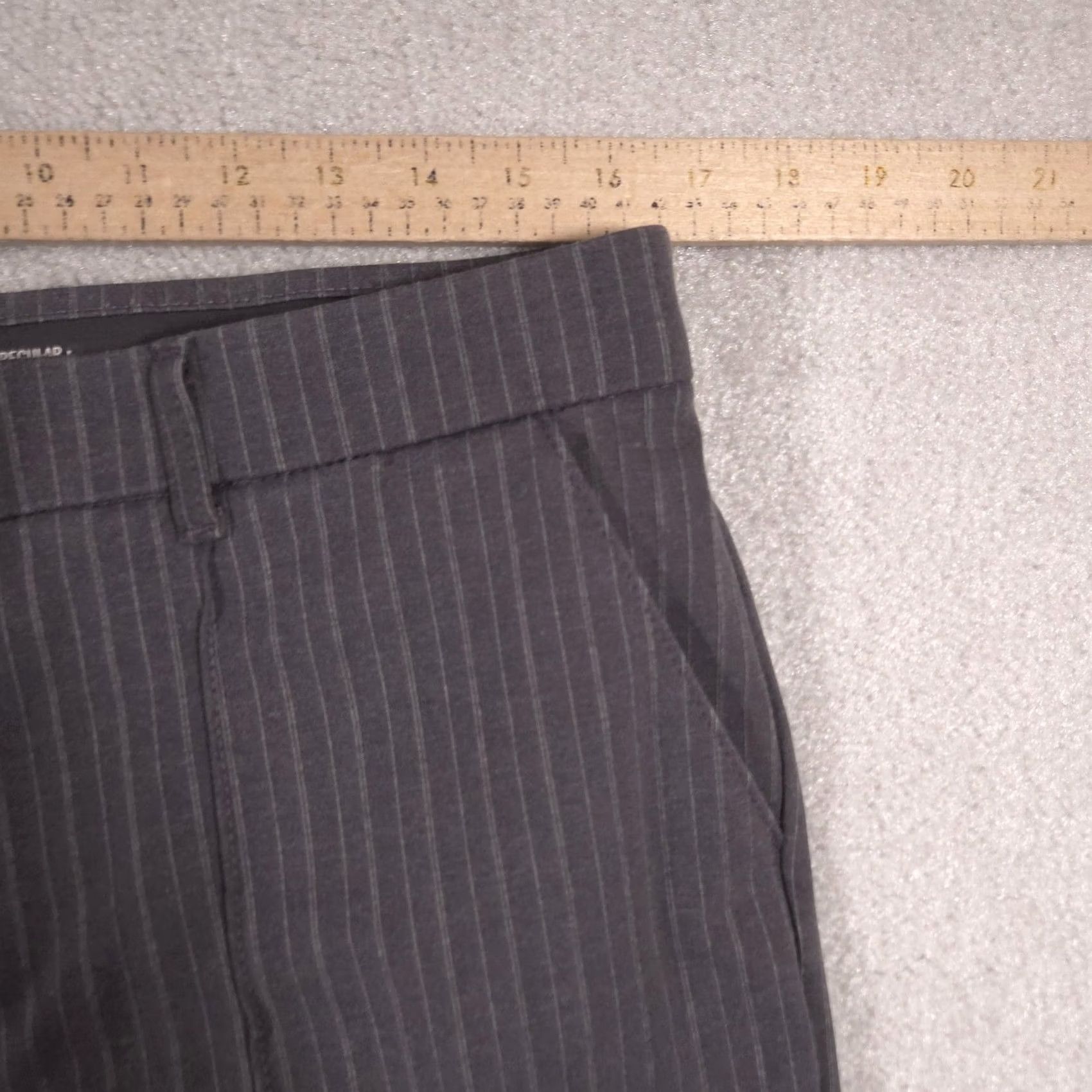 Lee Lee Pants Womens 12M Gray Pinstripe Flat Front Stretch Dress Slacks Business Size 34" / US 12 / IT 48 - 7 Thumbnail