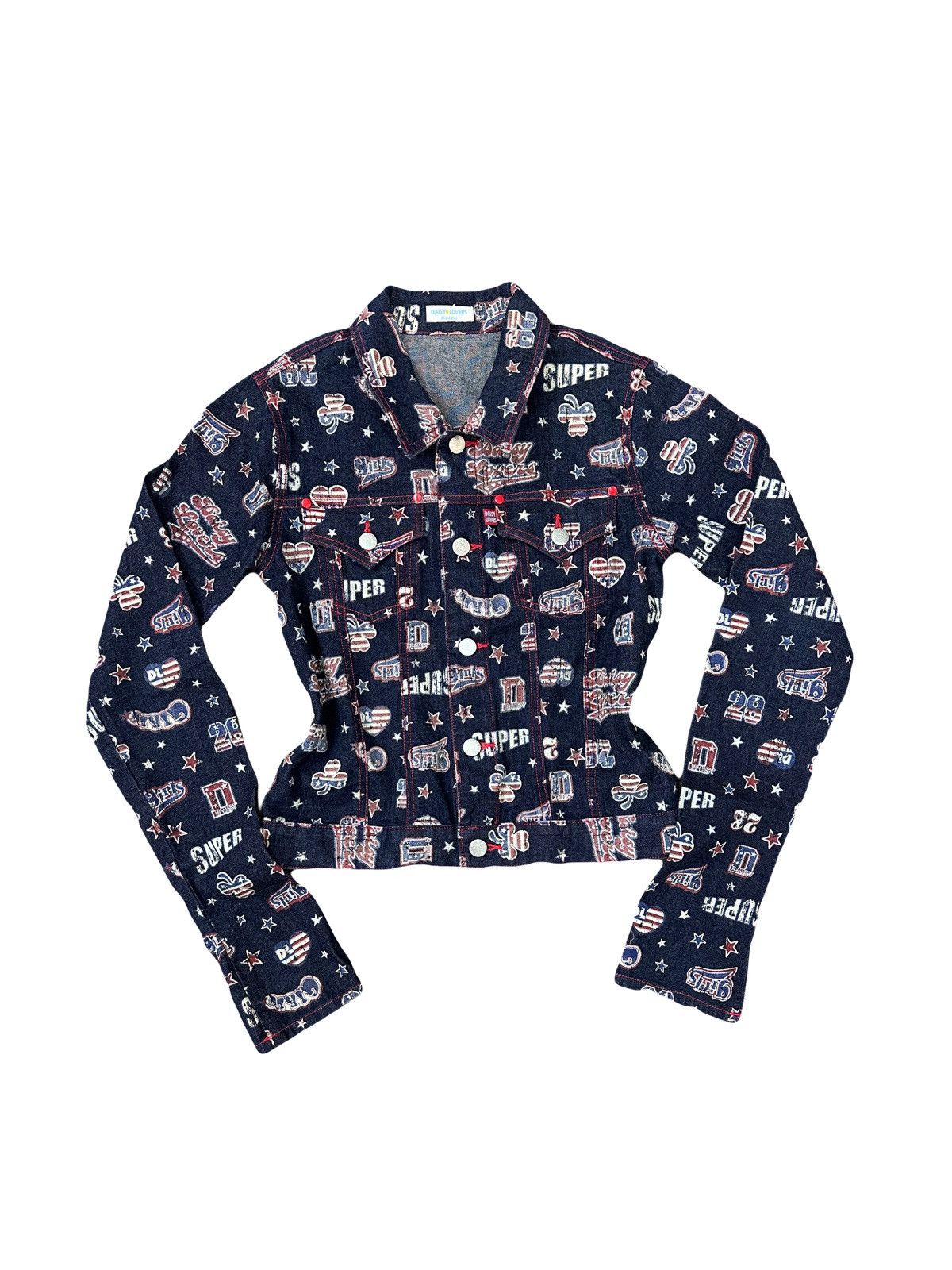 Angel Blue 1990s Daisy Lovers - Glitter Overprint Denim Jacket Size US M / EU 48-50 / 2 - 1 Thumbnail