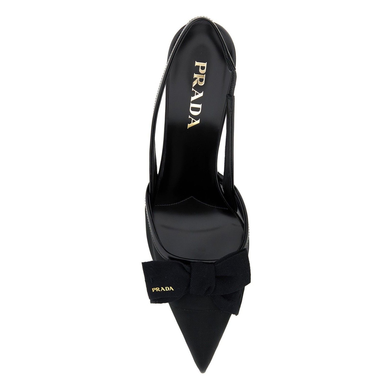 PRADA $1250 Black Mesh Fabric Slingback Pumps New & Authenti