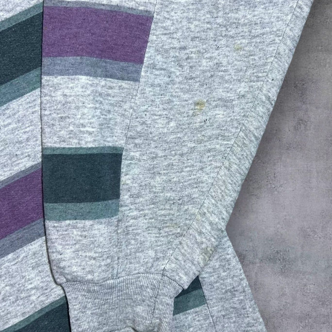 Vintage Vintage Turunc Grey Purple Blue Green Multi Striped Collared Sweatshirt XXL Men Size US XXL / EU 58 / 5 - 6 Thumbnail