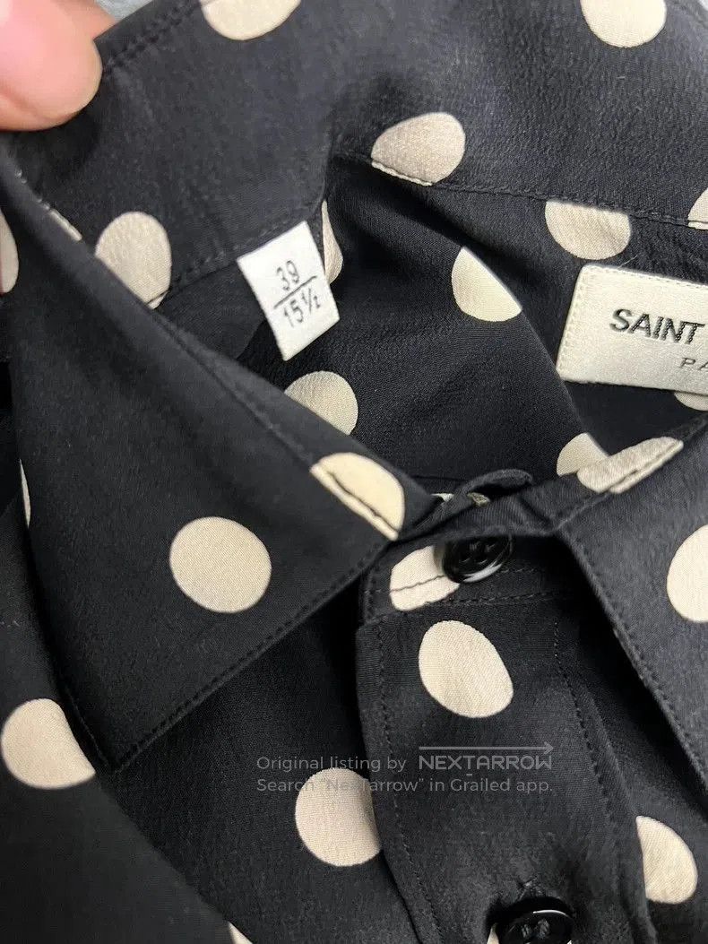 Saint Laurent Paris Saint Laurent Polka Dot Silk Button-Up Shirt Size US L / EU 52-54 / 3 - 4 Thumbnail